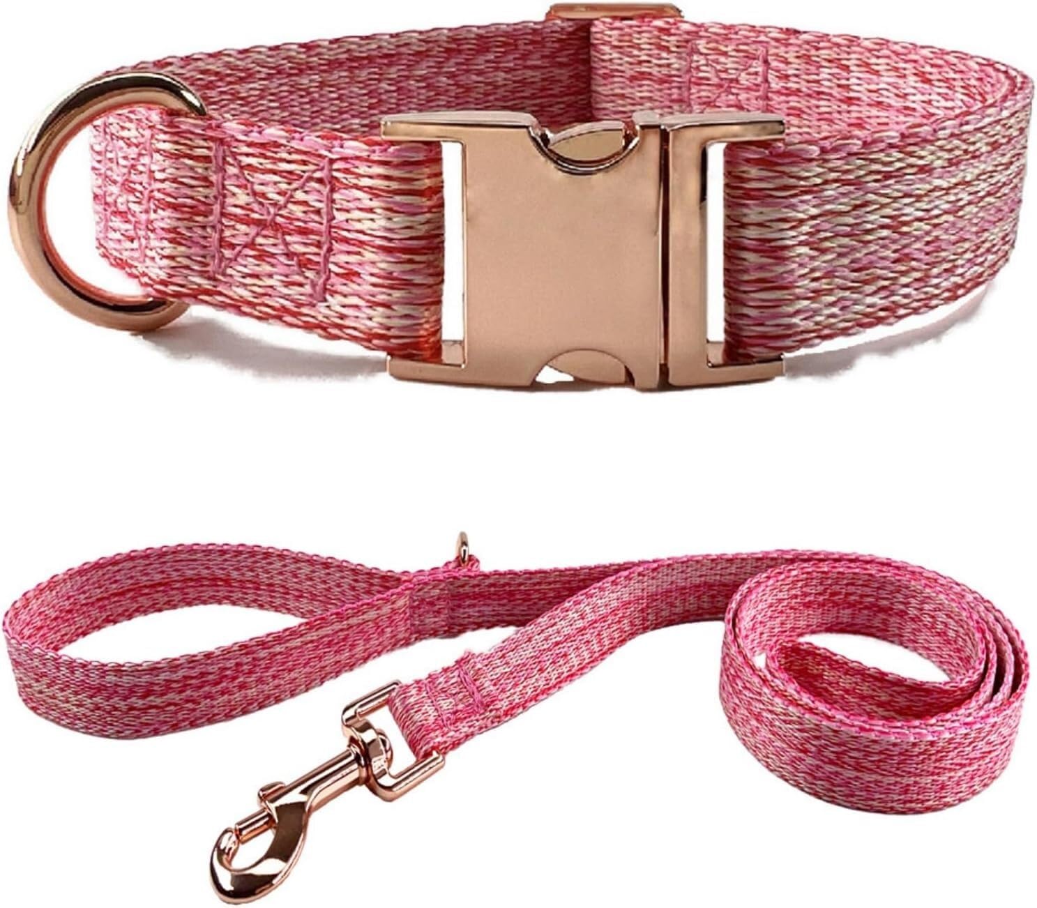 collare per animali domestici, Set collare for cani e guinzaglio da 4,9 piedi, base regolabile con fibbia in metallo resistente anello a D morbido(Brown,S)