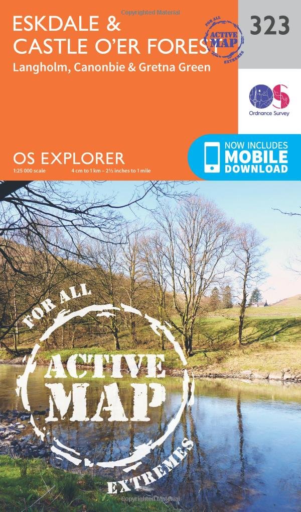 Ordnance Survey Explorer Active 323 Eskdale & Castle O'er Forest Map With Digital Version Orange