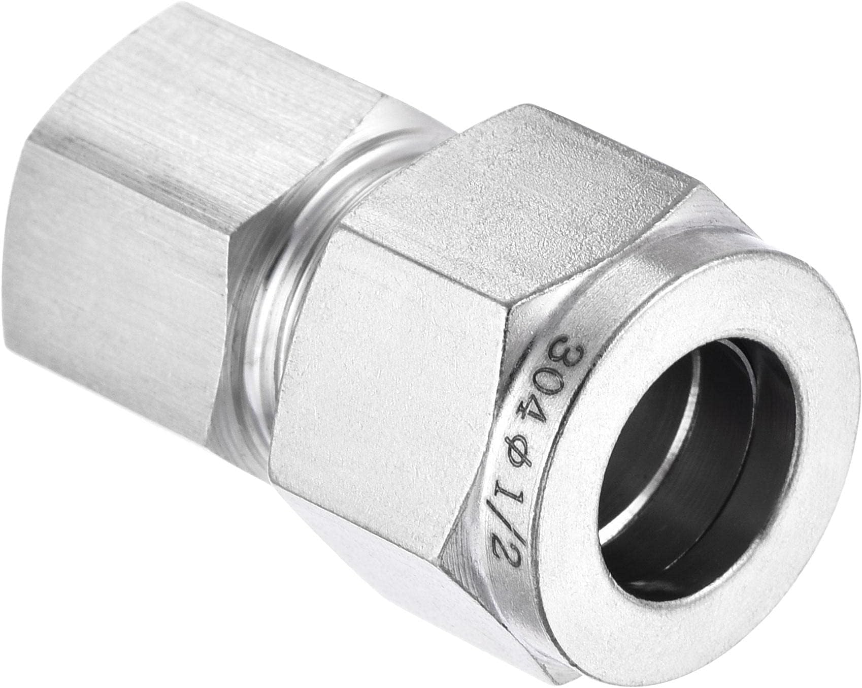uxcell Compression Tube Fitting 1/4NPT Female Thread x 1/2" Tube OD Straight Coupling Adapter 304 Stainless Steel