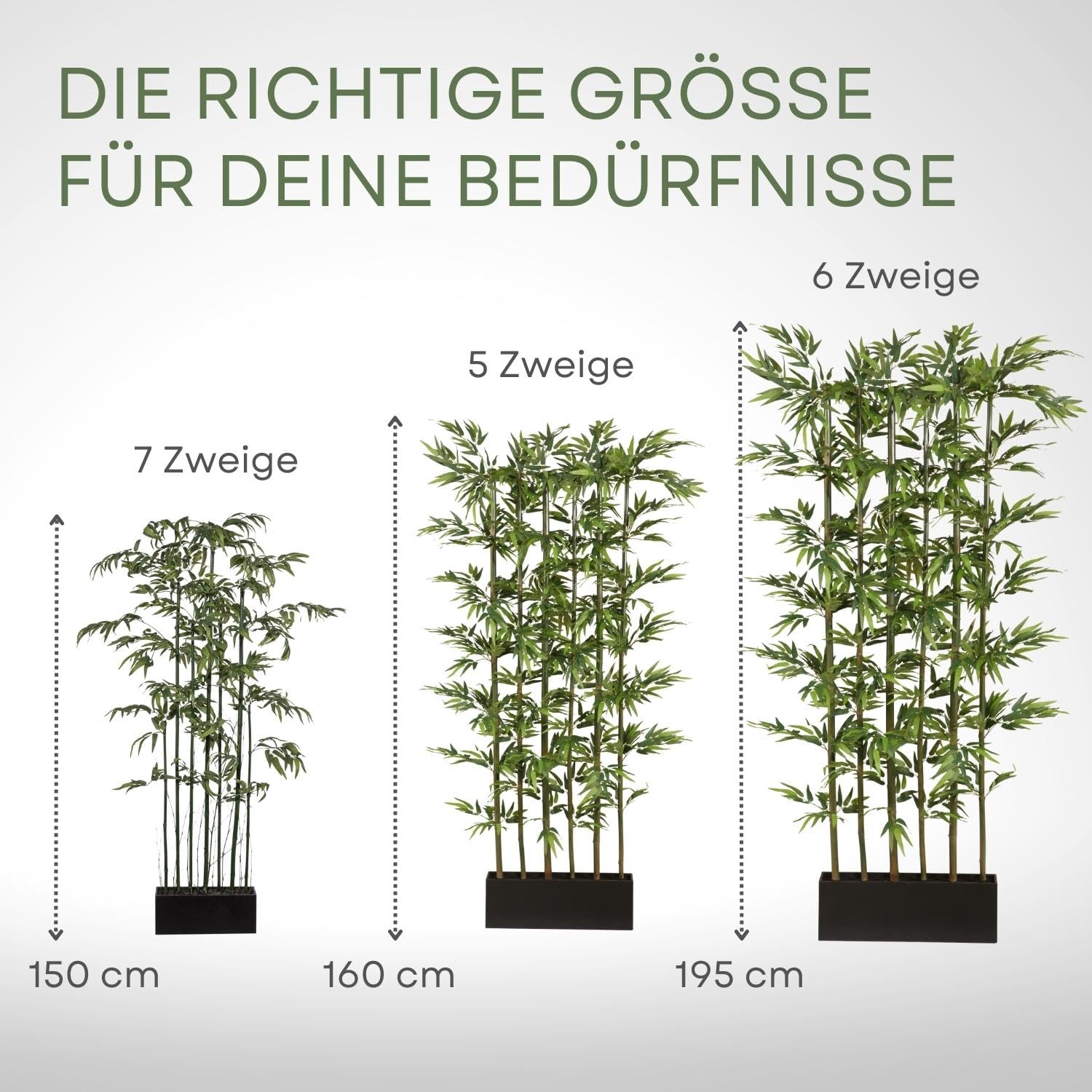 Amazon.de: CREATIV green Raumteiler Pflanzen 195cm I knstlicher Bambus  Raumtrenner mit 1880 Blttern I pflegeleichter Raumteiler Bambus mit  Naturstamm & Holzkasten 60 x 12 x 20cm I Kunstpflanze Bambus