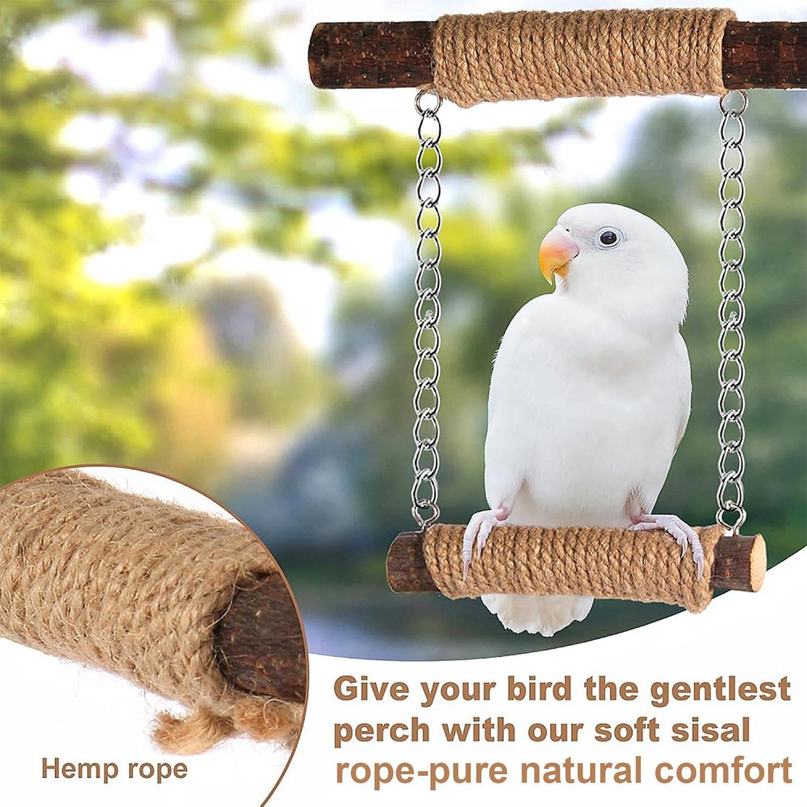 Sitzstange aus Holz, Vogelkäfig, Schaukel und Tablett für Vögel