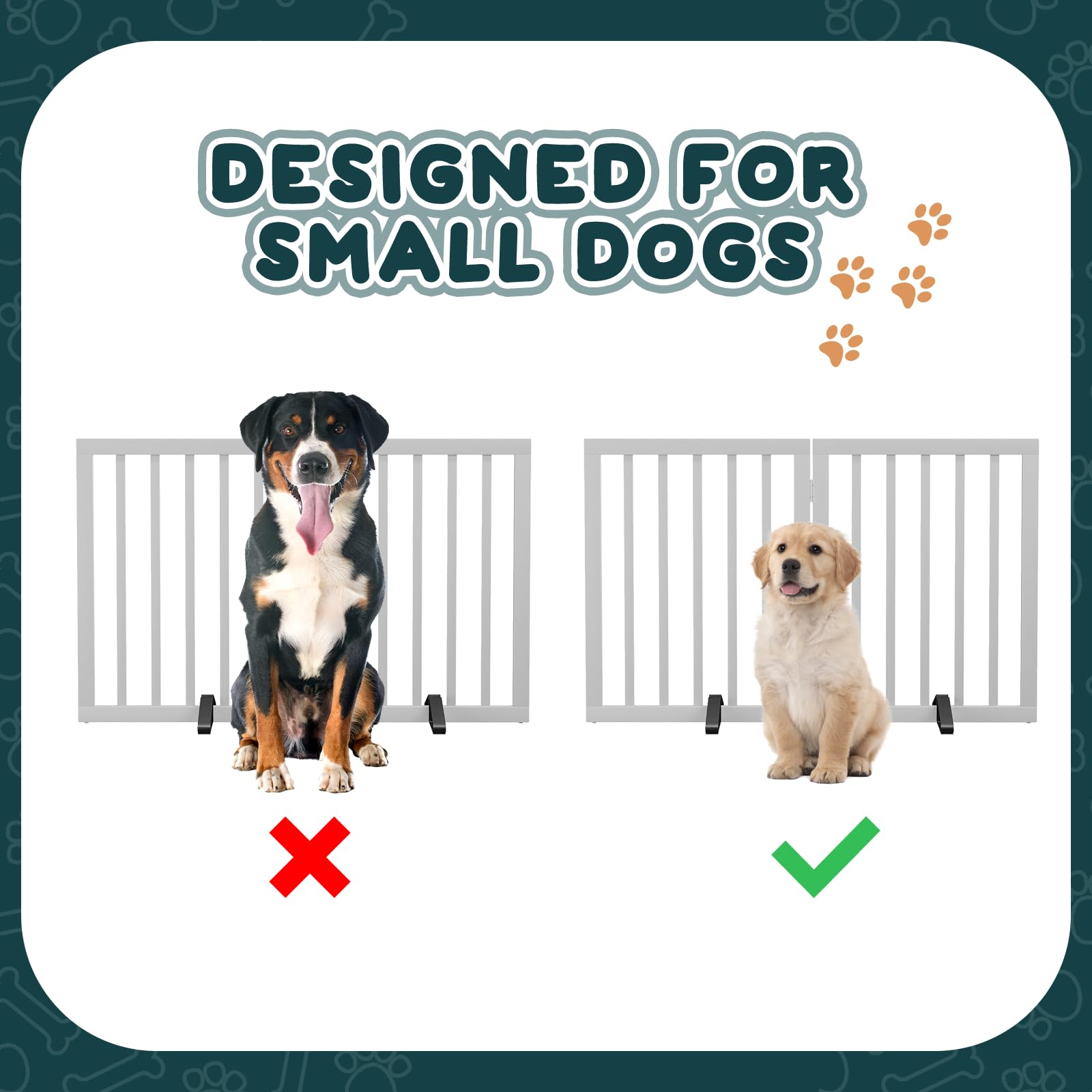 Semiocthome Puertas de bambú independientes para perros, 2 paneles, puertas interiores para cachorros, 24 pulgadas de alto, blanco