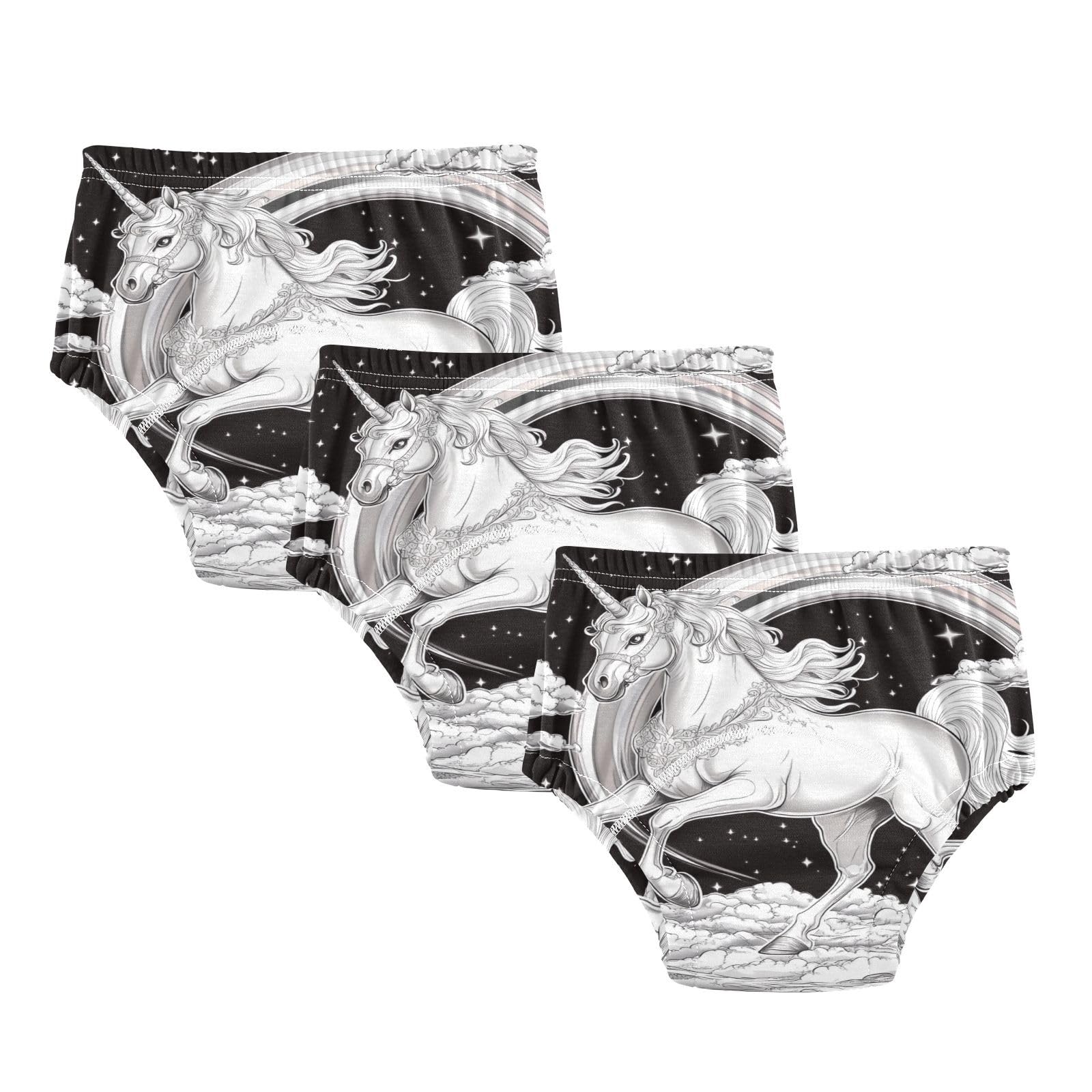 Coikll Beautiful White Unicorn Toddler Training Underwear Waterproof Baby Pee Pants -3T