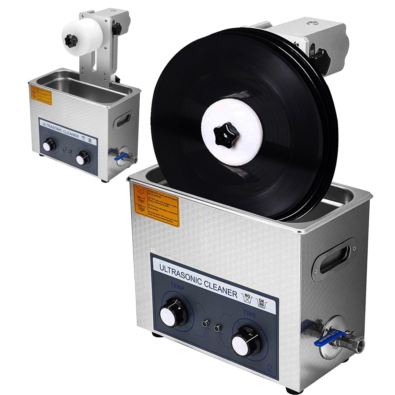 Pulitore ad ultrasuoni per Dischi in Vinile da 6 Litri, Pulizia LP su Entrambi i Lati con Rotazione Automatica per 4 Dischi, Sistema di Pulizia per Dischi in Vinile per la Pulizia Professionale