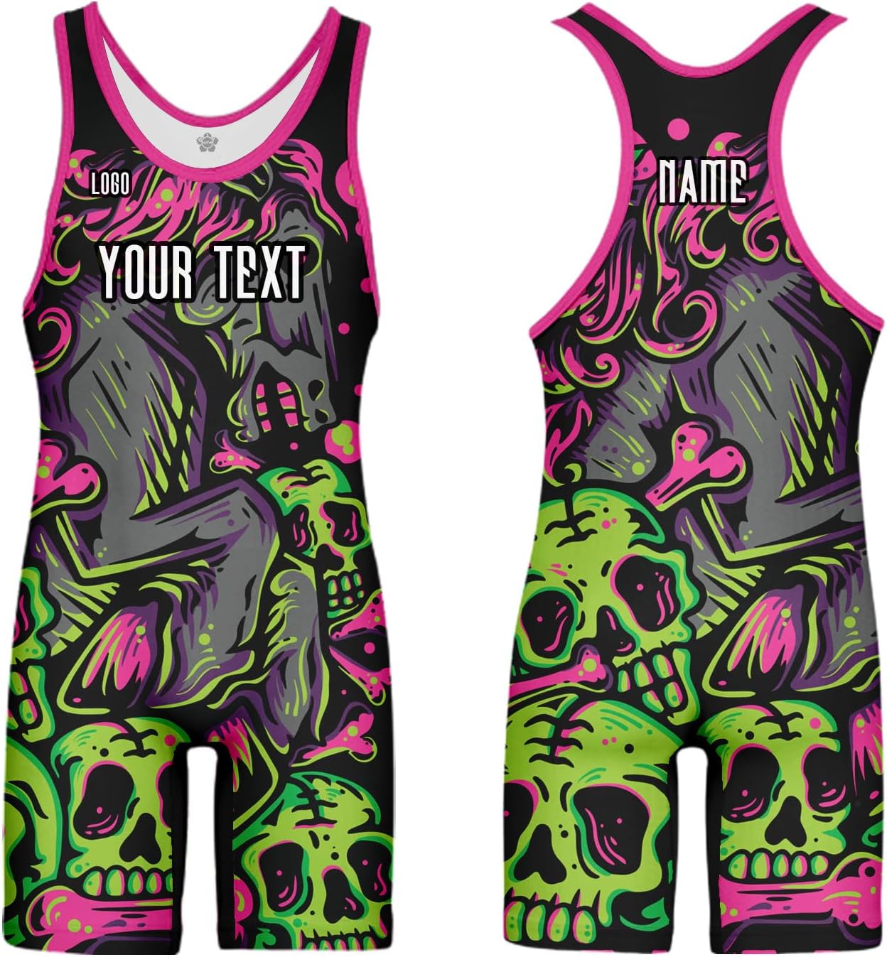 Custom Cartoon Wrestling Singlet Slim Fit Powerlifting Singlet for Men Women Youth Plus Size