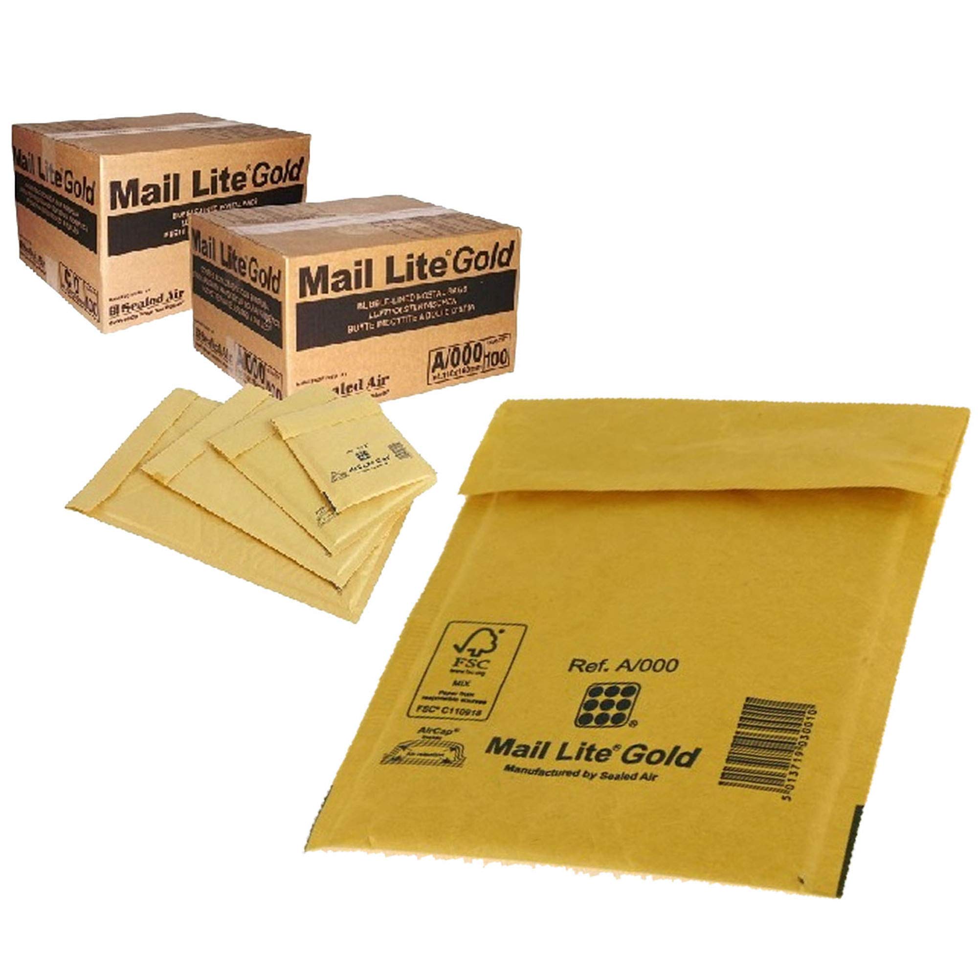 100 Mail Lite Gold Padded Envelopes F/3 220 x 330mm