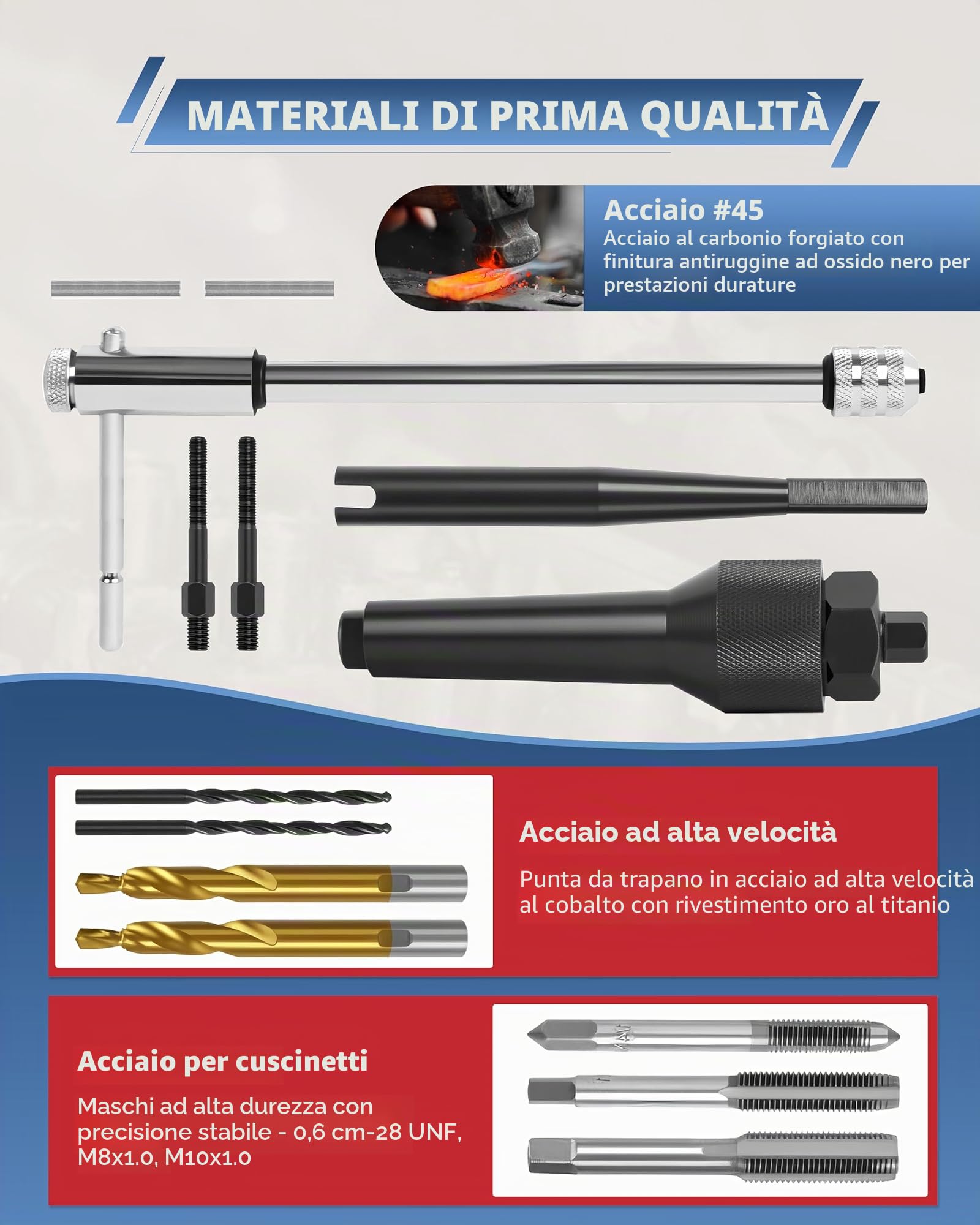 Kit di strumenti per la rimozione di candelette danneggiate, 8 mm e 10 mm