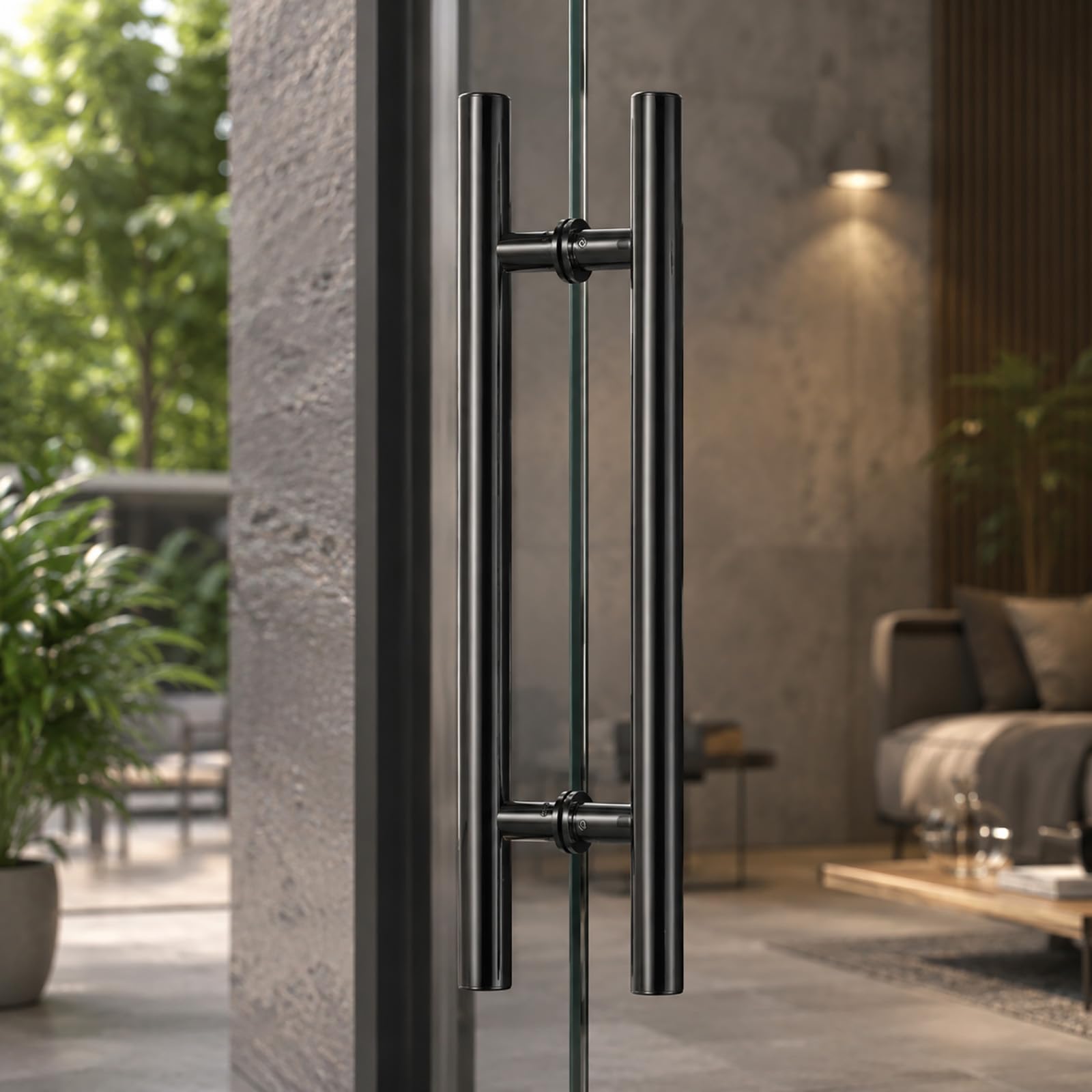 304 Stainless Steel Door Pull Handle, Heavy Duty Push Pull Bar for Glass Doors, Modern Commercial Entry Door Handle for Offices, Restaurants, Storefronts & Sliding Doors Black 1200mm (900mm CTC)