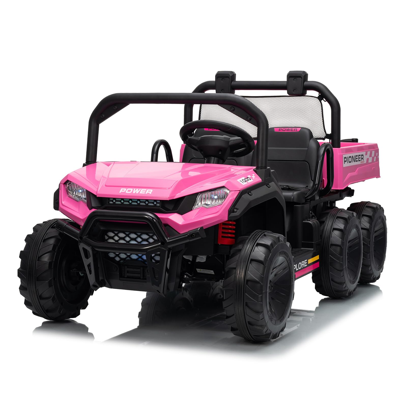 Garvee 24V 4WD Electric Ride on Dump Truck for Kids, 2 Seater with Remote Control, Dump Bed, 3 Speed Modes, Music Player, All-Terrain Off-Road Vehicle