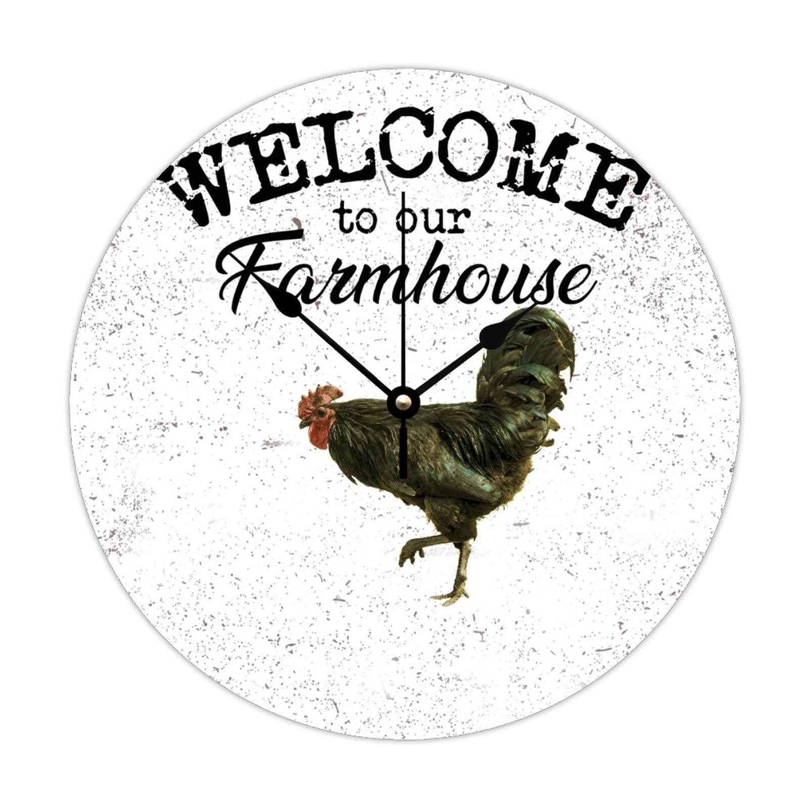 Horloge coq Welcome to Our Farmhouse pour décoration murale vintage