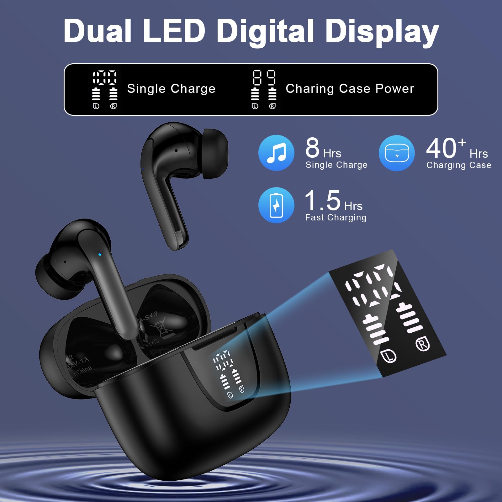 Cuffie Bluetooth senza fili per Samsung Galaxy S25 Ultra S24 S23 S22 S21 S20 A36 A56 A16 Auricolari Bluetooth 5.3 con cancellazione del rumore ENC IPX7 impermeabili Auricolari in-ear 60 ore di