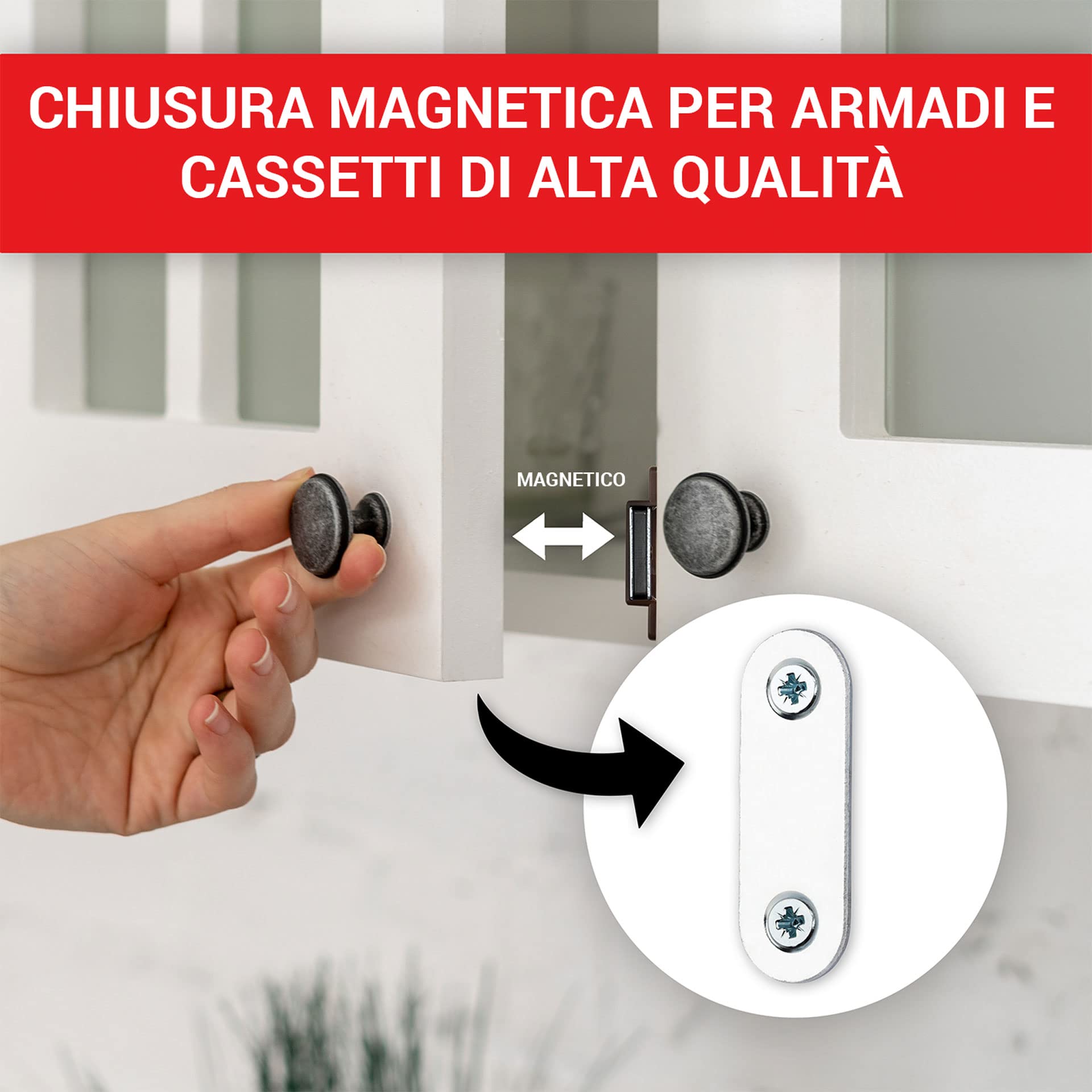 Calamite Per Armadi Chiusure Magnetiche Per Mobili - Set Da 10 Pezzi Marrone, Per Porte, Armadi E Cassetti Chiusura Magnetica Per Ante