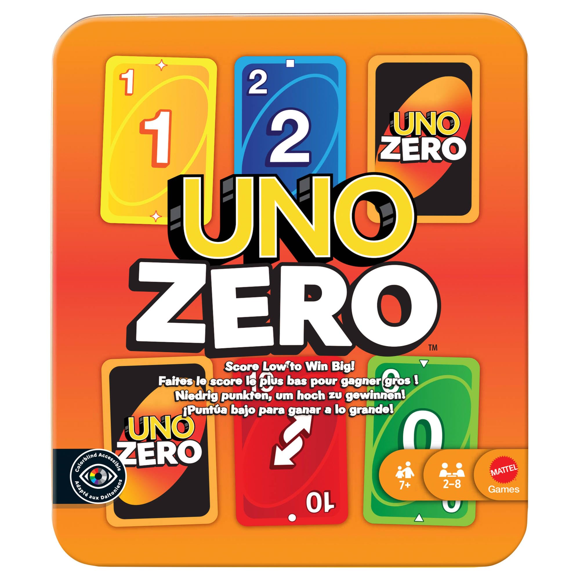 Mattel UNO Zero Gra karciana na wieczór gier dla dzieci, dorosłych i rodzin; karty do gry, talia i notes do obliczania wyników, od 2 do 8 graczy od 7 roku życia, JLK16