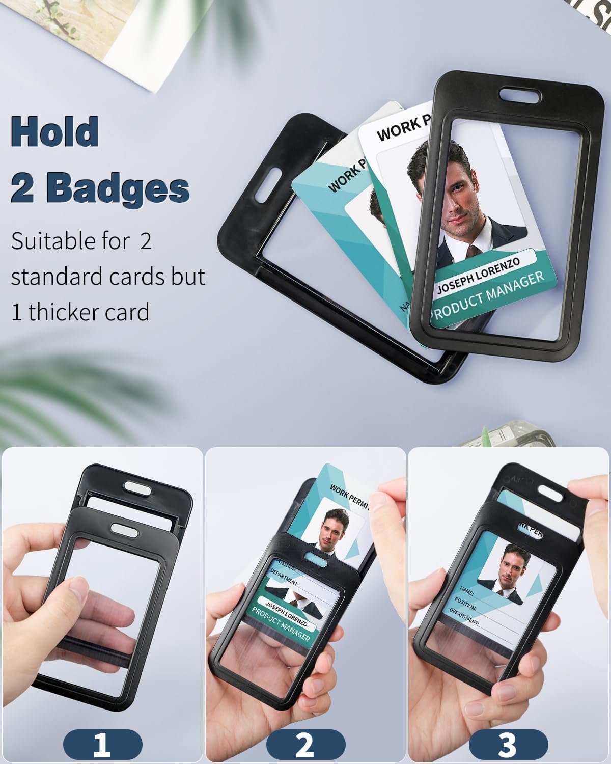 Uniclife ID-Kaarthouder Met Dubbelzijdig Venster - Hard Plastic, Horizontaal, Zwart, Beschermt 2 Kaarten, Perfect Voor Kantoor, School & Rijbewijs