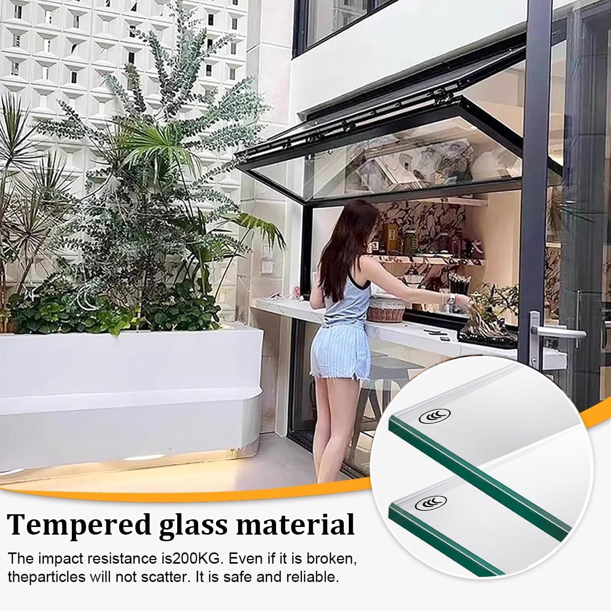 Folding Concession Serving Window with Locking Handle, Small Folding Sliding Window, Customizable Aluminum Mobile Home Windows, 5mm Tempered Glass for Vending Stand(WxH 44x32in/111.7x81.2cm)