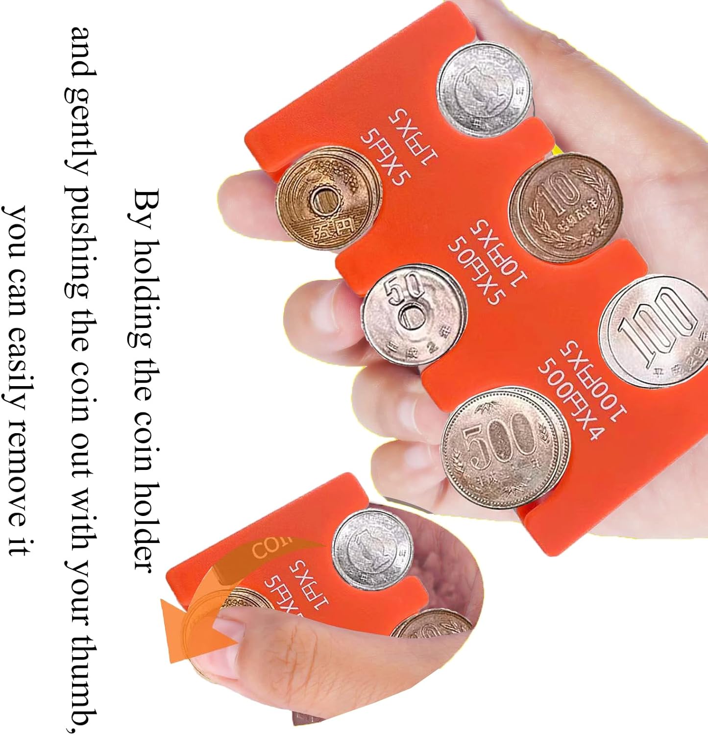 Generic 2 Pcs Japanese Yen Coin Holder Hard Case Organizer and Storage for Coins Rectangle JPY Coin Organiser and Dispenser, Plastic Coin Sorter Wallet with 6 Slots (Orange, Pale yellow) image 4