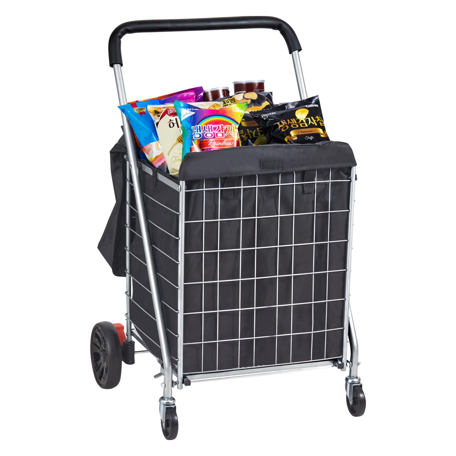 Photo 1 of VEVOR Folding Shopping Cart, 200 lbs Static Load Capacity Silver