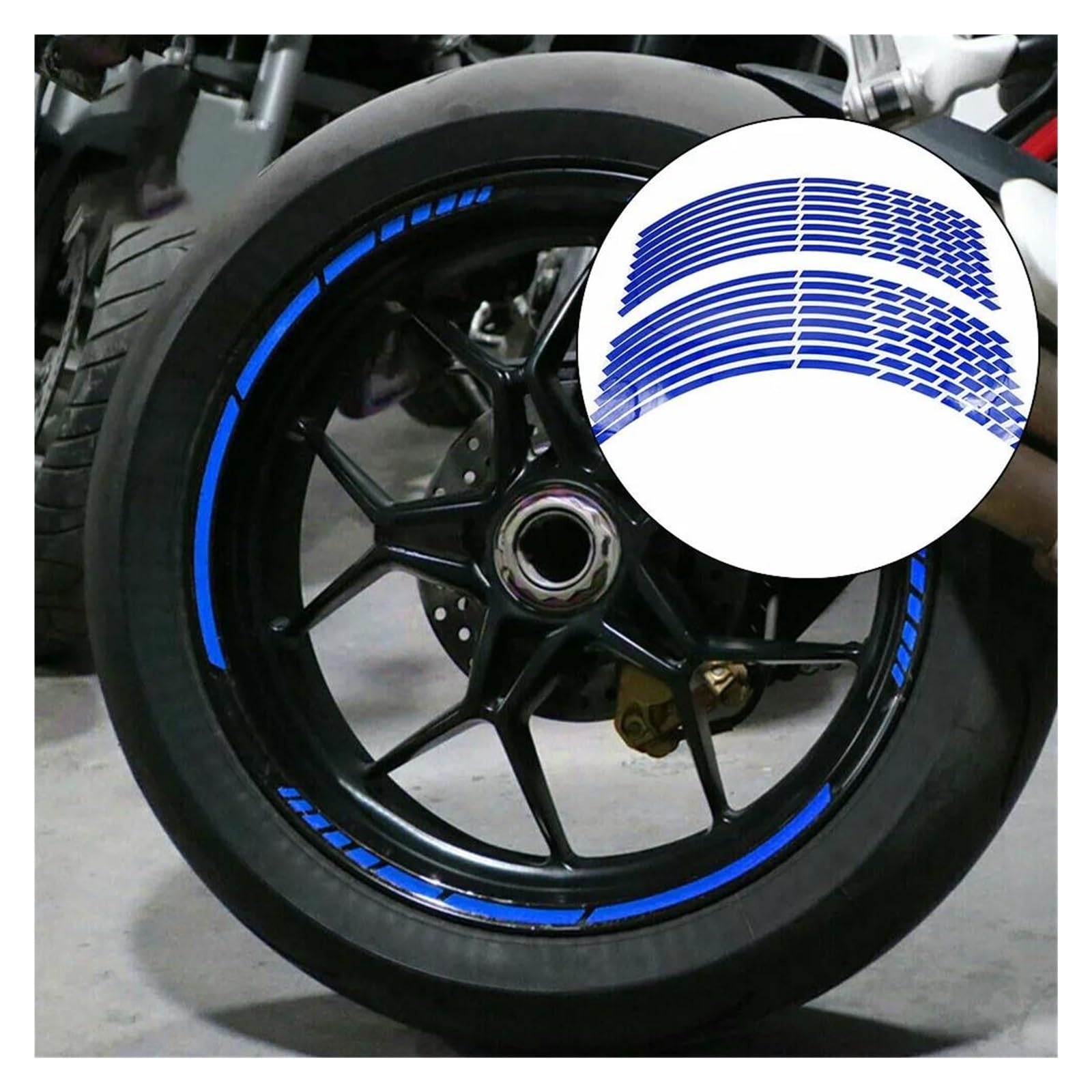do kół motocyklowych naklejki na opony paski odblaskowa taśma na obręcz paski niebieska uniwersalna naklejka 40 cm 43 cm 45 cm koła