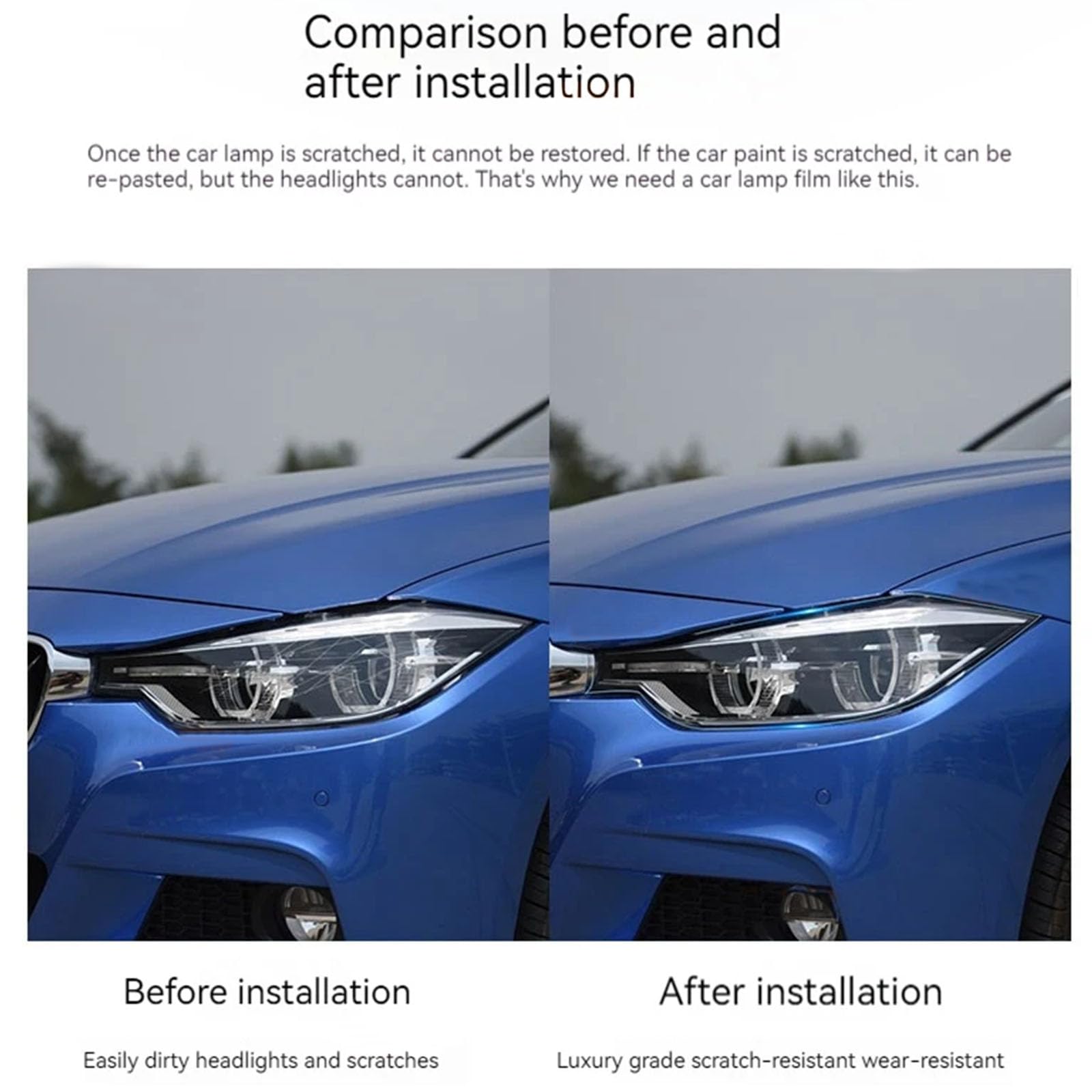Auto Faro Sopracciglia Palpebre Adesivo, Compatibile con Ford Focus MK4 2019-2022, Copertura Palpebre Fari Anteriori Nero Lucido Sostituzione,Glossy Black