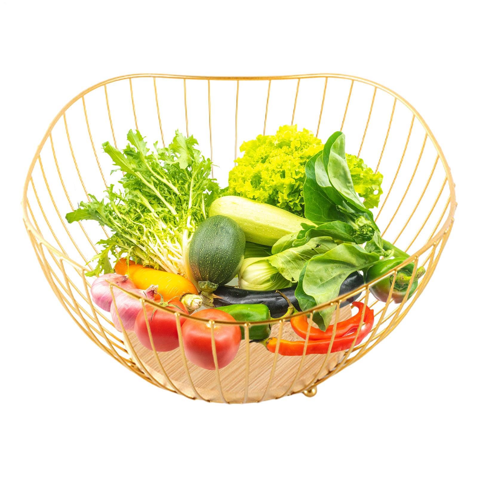 Cesta para frutas con alambre negro ventilado que mantiene la frescura en tu cocina
