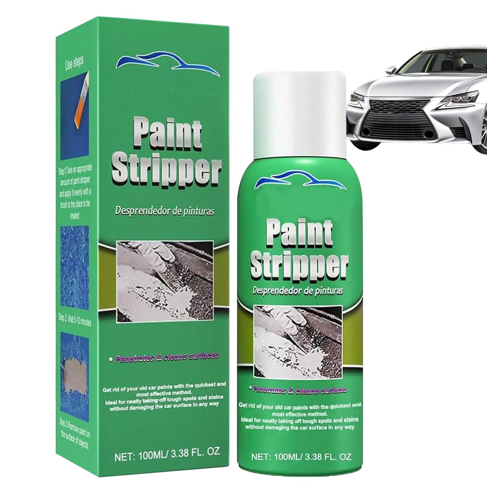 Rimuovi Vernice Per Metalli - Spray Sverniciatore 100ml - Detergente Multiuso per Auto Legno Vetro Macchinari e Metallo