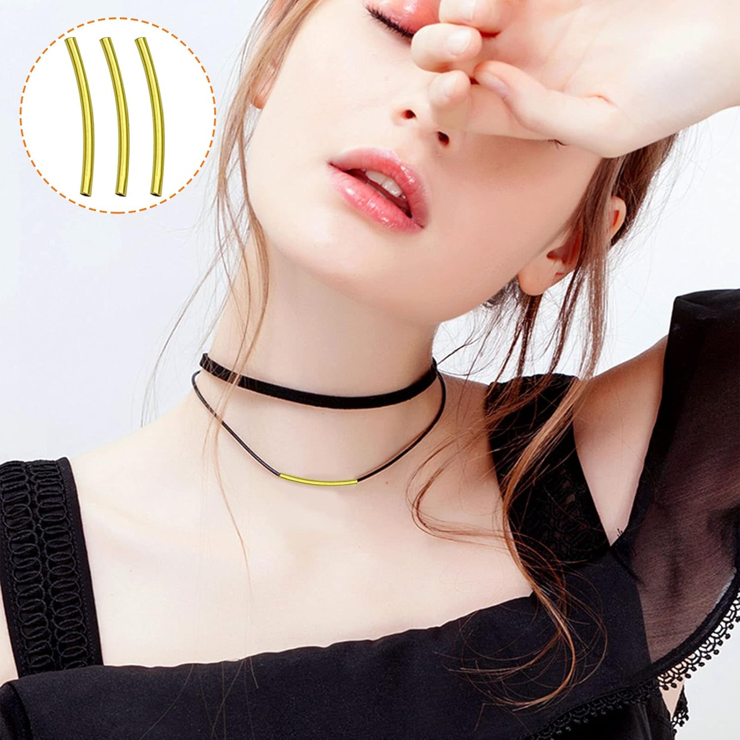 200pcs Noodle Tube Spacer Beads Curved Noodle Tube Brass Tube Spacer Beads Tarnish Resistant Noodles Beads Twist Long Curved Noodle Tube Spacer Beads for DIY Bracelet Jewelry Making(Gold,25mm) - Image 4