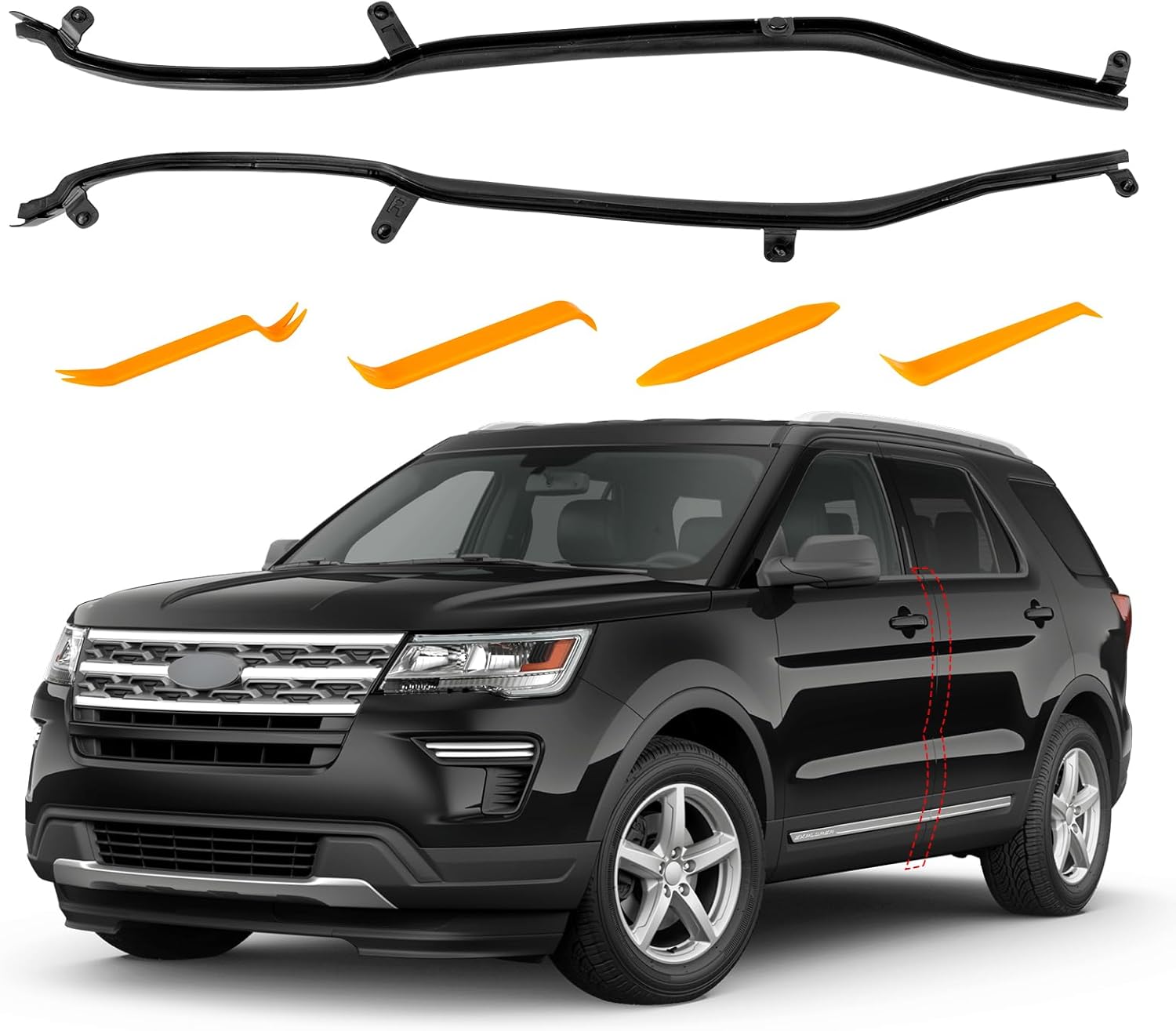 Weather Stripping Door Moulding Accessories for Ford Explorer 2011-2019, Weatherstrip Seal Exterior Trim, Replaces BB5Z7825325B BB5Z-7825325-B BB5Z7825324B BB5Z-7825324-B