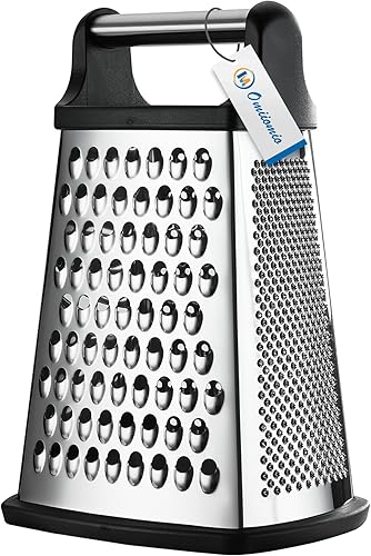 Rallador profesional de queso, acero inoxidable, tamaño XL, 4 lados, perfecto para queso parmesano, verduras, jengibre, apto para lavavajillas,