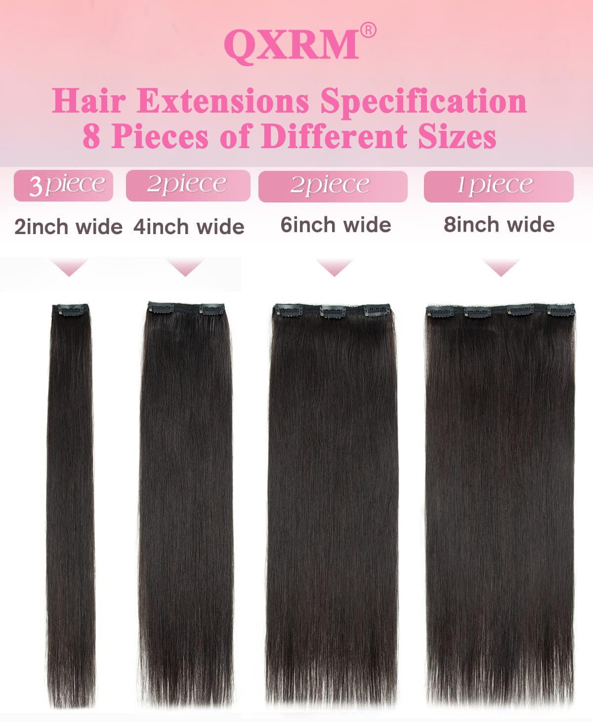 Clip in Hair Extensions Real Human Hair Straight Real Remy Human Hair 8pcs 100g Double Weft Remy Human Hair Clip in Extensions (#1B Natural Black - Image 3