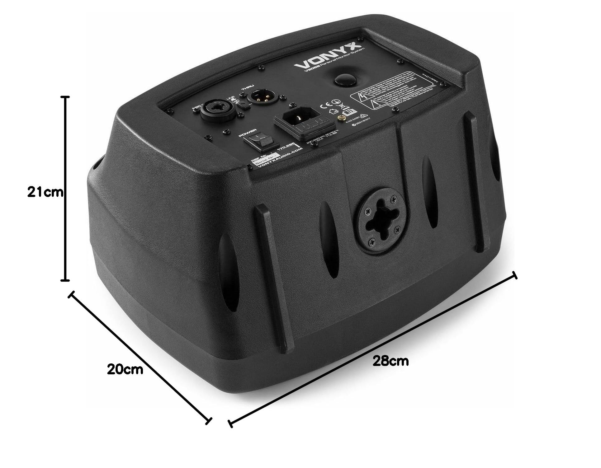 Vonyx V205B Monitorlautsprecher, aktiver Personal Monitor mit Bluetooth, USB, 80 Watt, Kleiner Abhörmonitor, Gitarrenverstärker, mini Monitor, Bühnenmonitor, für Gesang und Musik