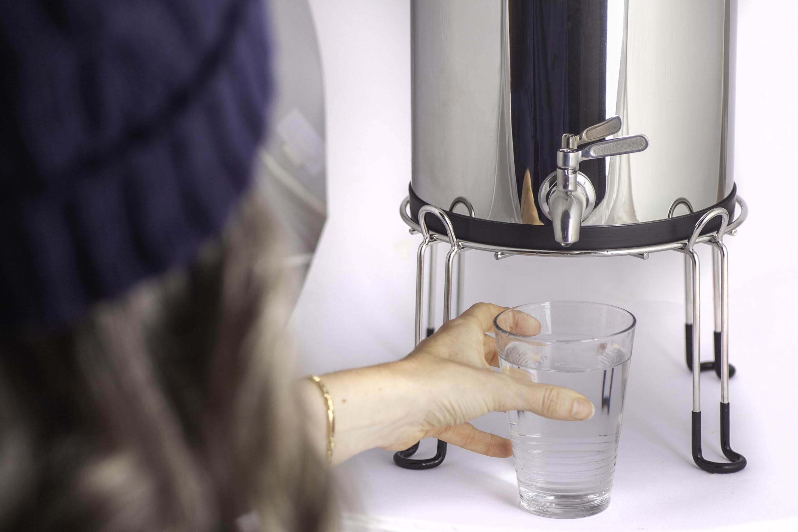 DOCTOR AGUA Sistema Filtrado de Agua por Gravedad SEMPER 2 Filtros Cerámicos Gravity Max con Zeolita - Depósito de Agua Portátil en Acero Inoxidable - Capacidad 8,5L