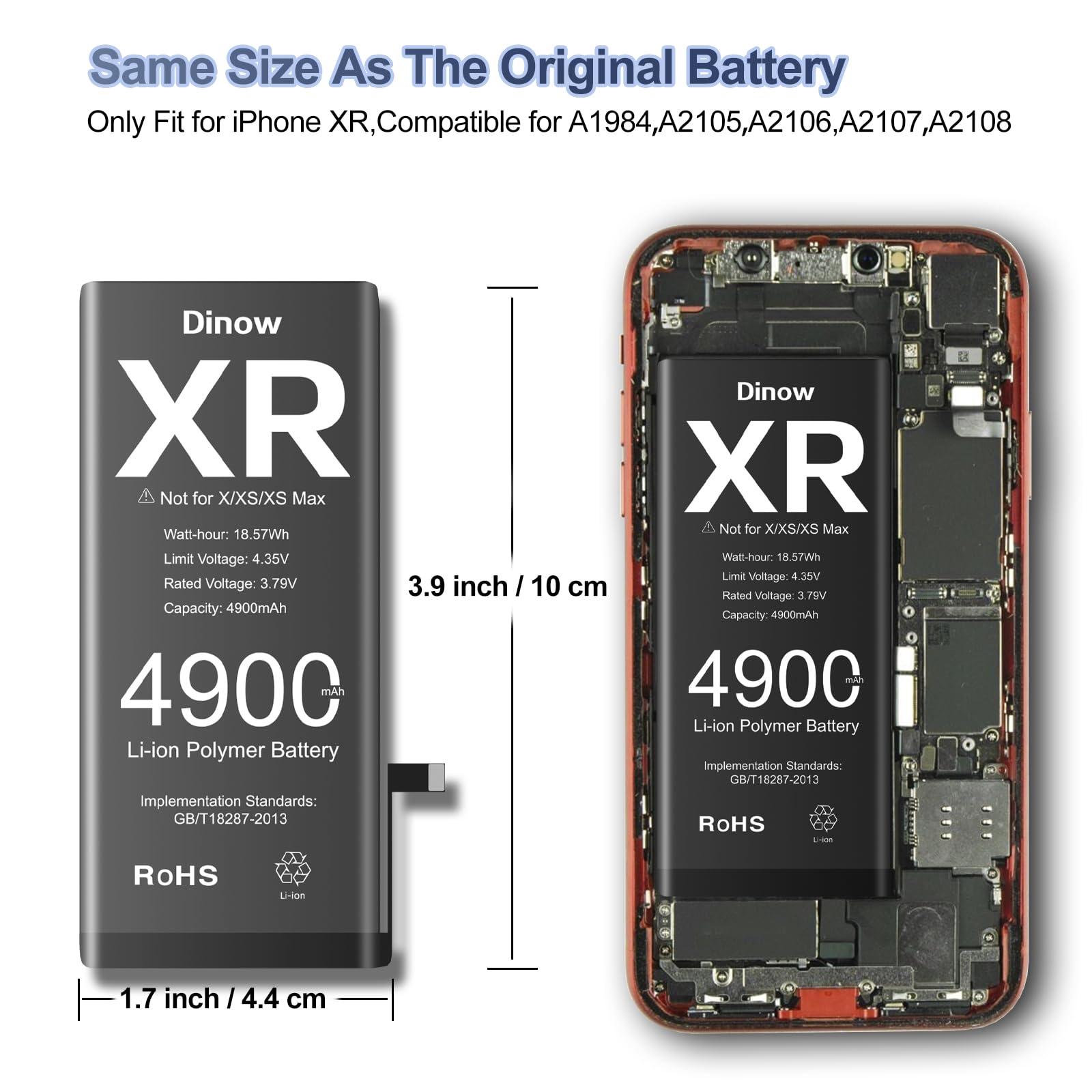 Batteria IPhone XR 4900mAh - Batteria Ad Alta Capacità Con Kit Strumenti Per Sostituzione Fai Da Te - Foto 5