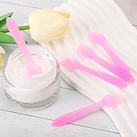 Vista 4 de Tbestmax 300 mini espátulas cosméticas desechables de 3.2 x 0.6 pulgadas, espátulas de plástico, cremas faciales rosadas, espátulas para el cuidado