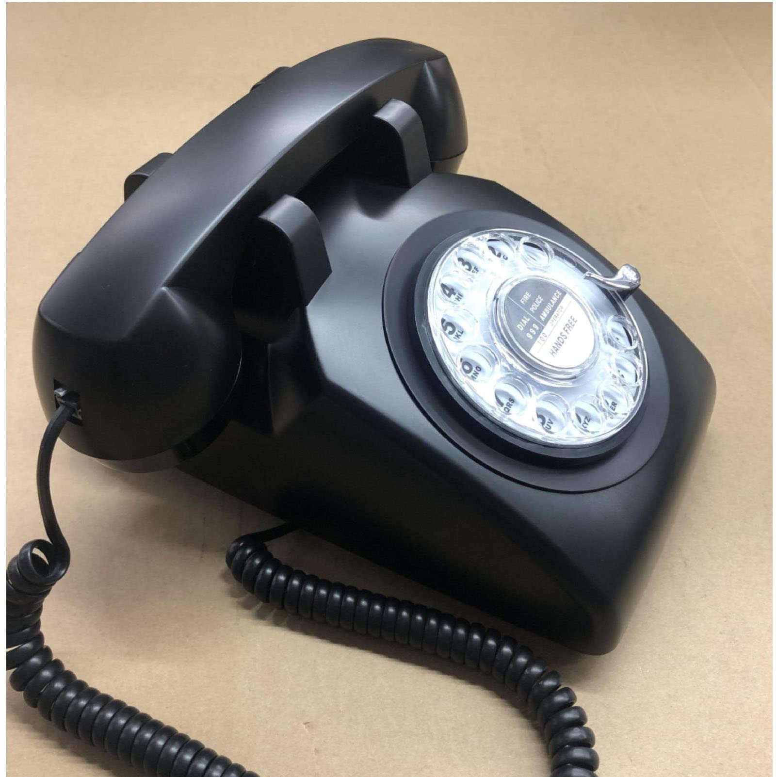 Telefono retrò con Filo per la casa Telefono Fisso Multifunzione Telefono con Filo Rotante Replica di Un Telefono Antico Dimensioni suoneria Regolabile per Ufficio di Hotel (Nero)