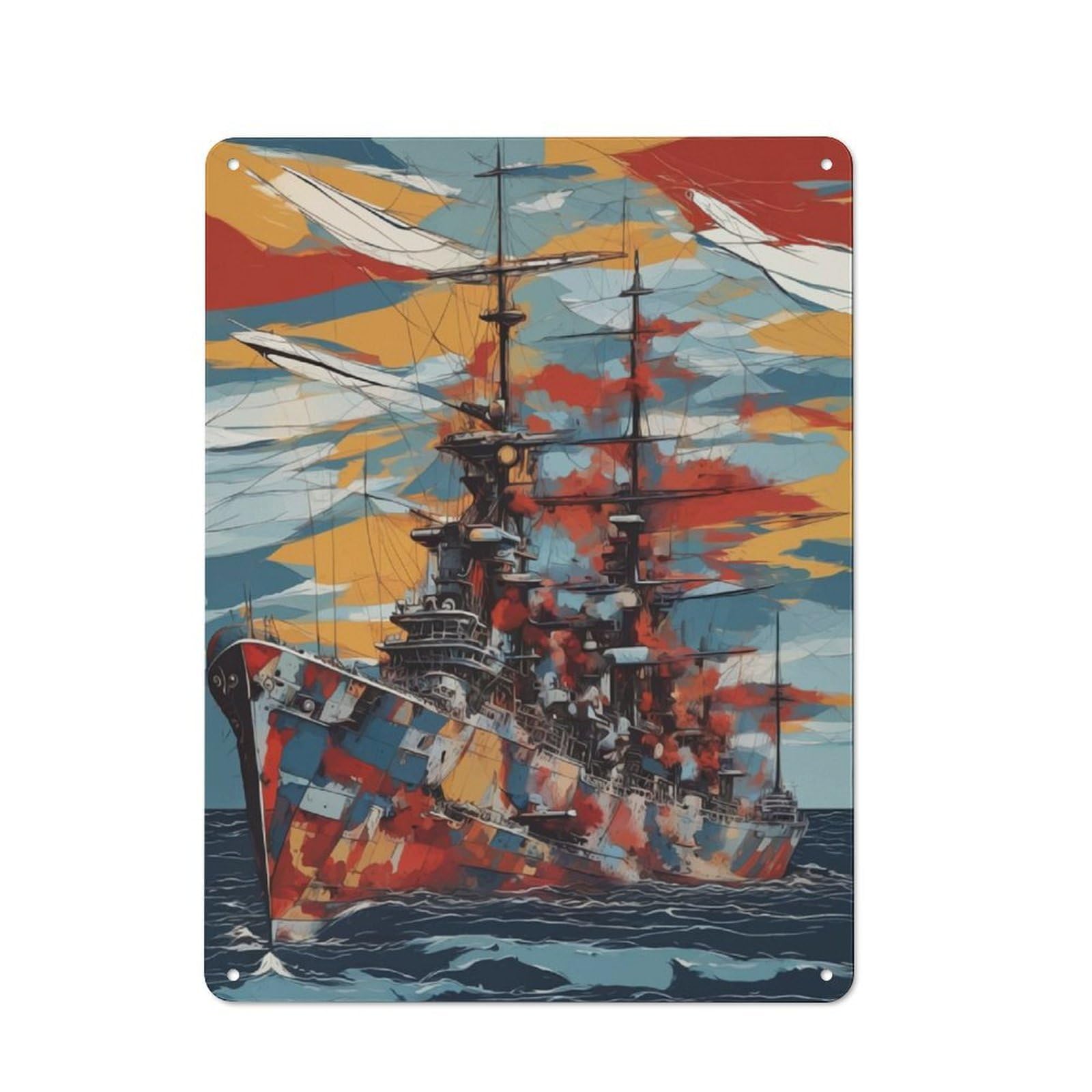 Junmoney Aircraft In Ocean Retro Metal Plaque 40X30cm Featuring For Garage Wall, A Winter Wall Decor Update For Workshop Decor Fans