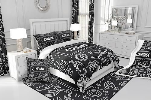 Miniatura 6 de Erosebridal Juego de ropa de cama con temática de cine, cine, cine, funda de edredón de dibujos animados de dibujos animados de dibujos animados