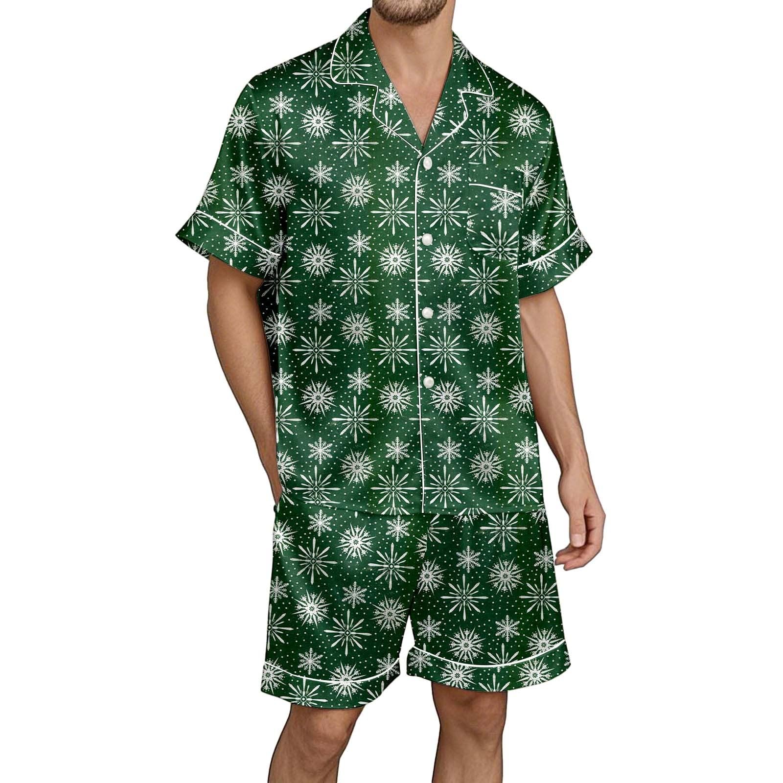 Pijama cómodo para hombre en color festivo conjunto de dos piezas para invierno 5