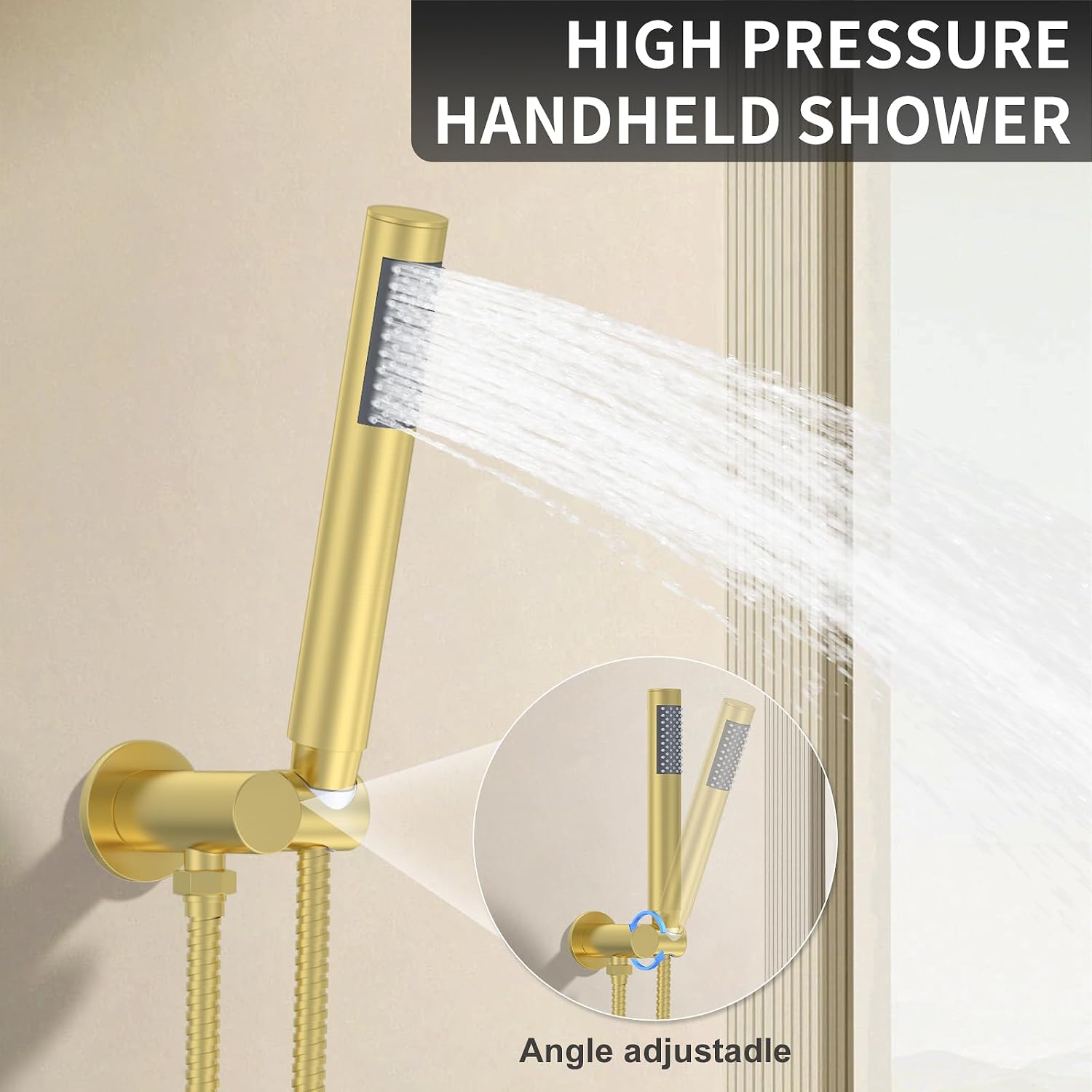 Kojox Shower System- Ceiling Shower Faucet Set with 12" Rain Shower head and Handheld Shower- Shower Combo Set with Valve, Brushed Gold