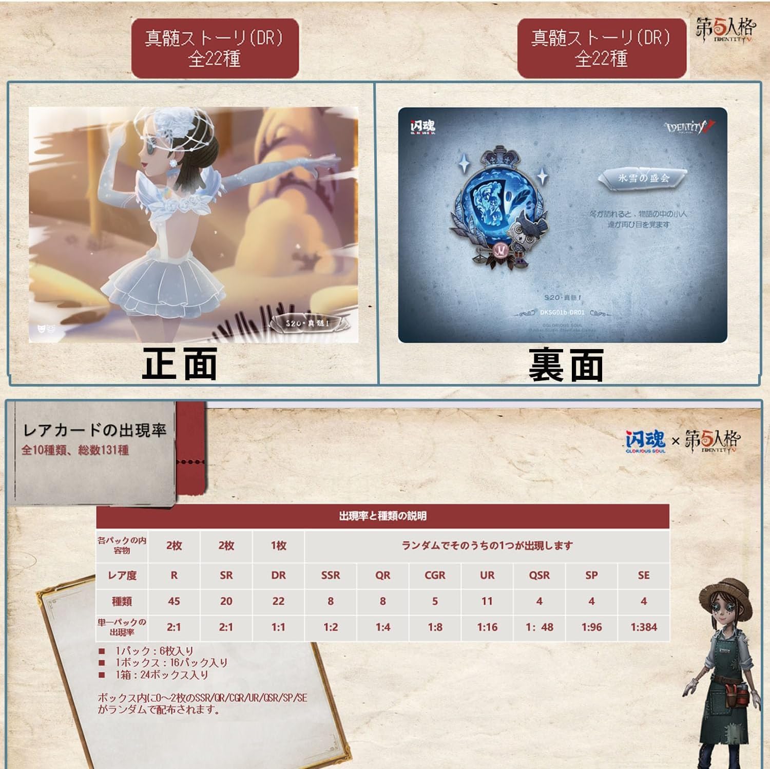 Official Merchandise | Identity V Collection Cards | Sculpting in Time Vol.1 Premium Edition | Shining Soul Blind Box, 16 Packs, 6 Cards per Pack | Japanese Version (1 Box)