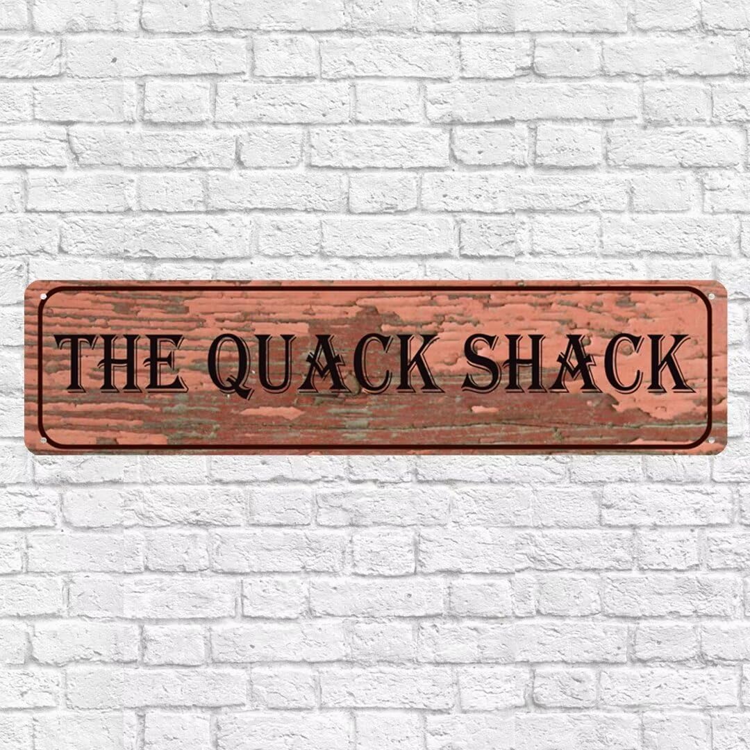 The Quack Shack Rustic Style Tin Sign,Funny Vintage Metal Sign for Duck House Decor