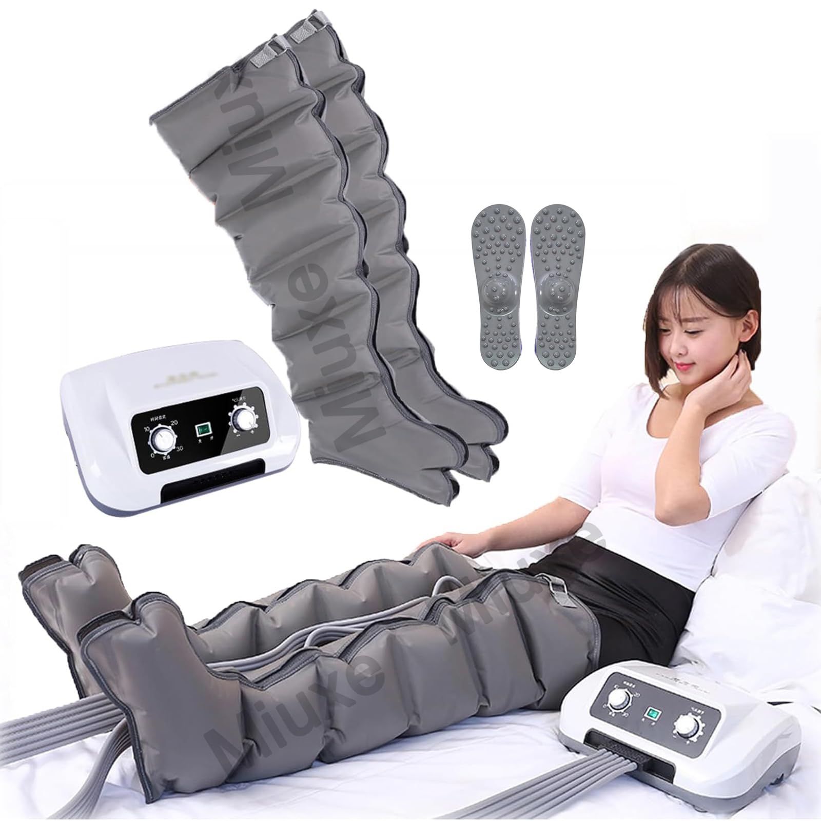 Pressoterapia compressione d'aria per gambe, 6 cavità, massaggiatore linfatico drenante, compressione sequenziale per migliorare la circolazione e il recupero