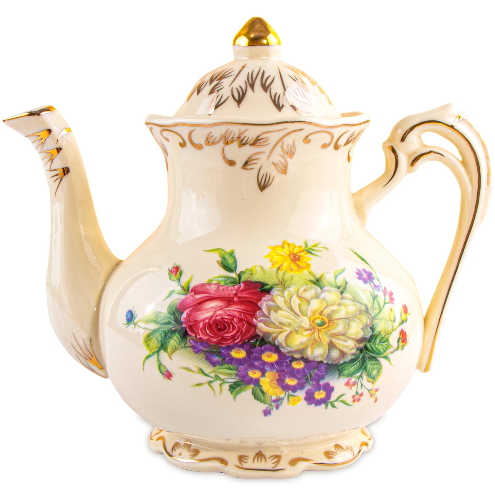 花柄イエローポットとカップセット 花柄イエローポットとカップセット カップ＆ソーサー 金花詰