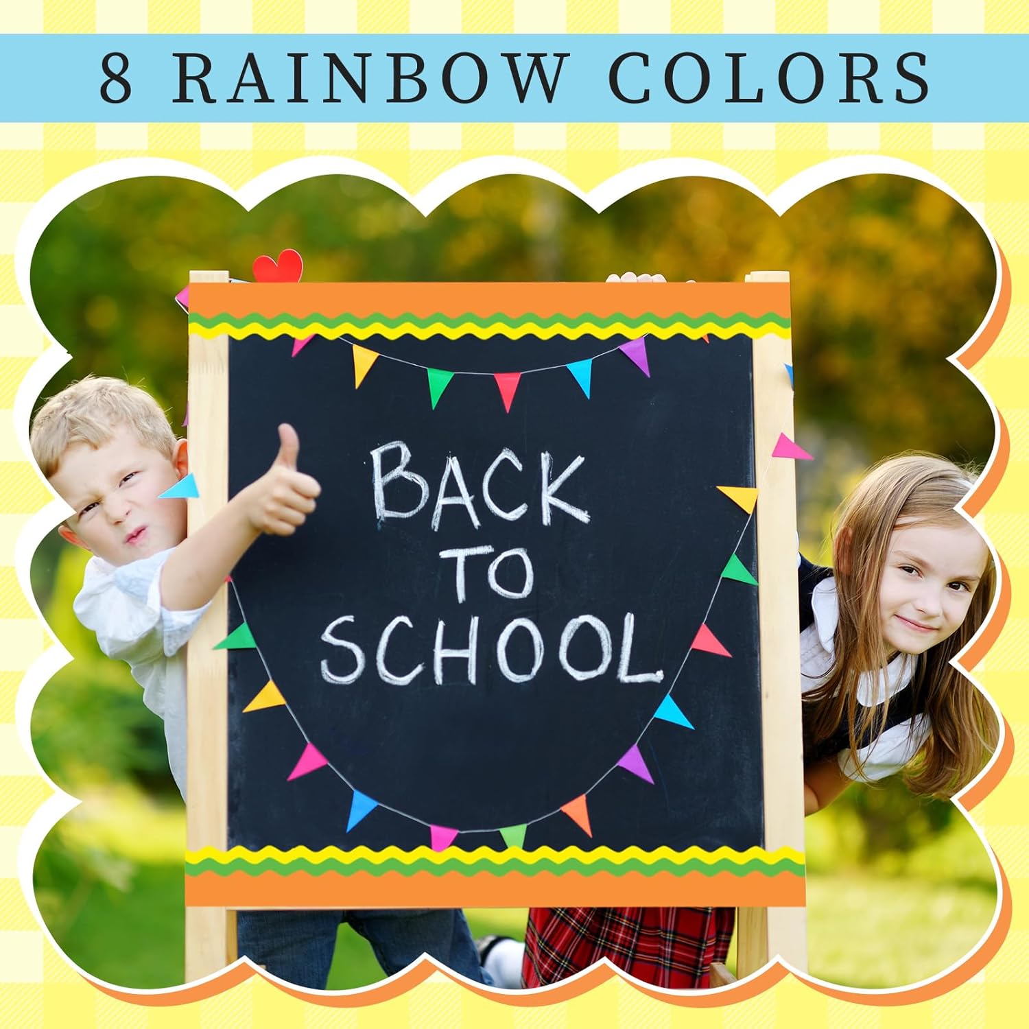 Affrolling 8 Rolls Bulletin Board Paper 47 inch x 15 Feet with 8 Pcs 262 ft Colorful Borders for Bulletin Board Construction Craft Paper Roll Bulk DIY for Classroom Decor Art Drawing Painting(Rainbow)