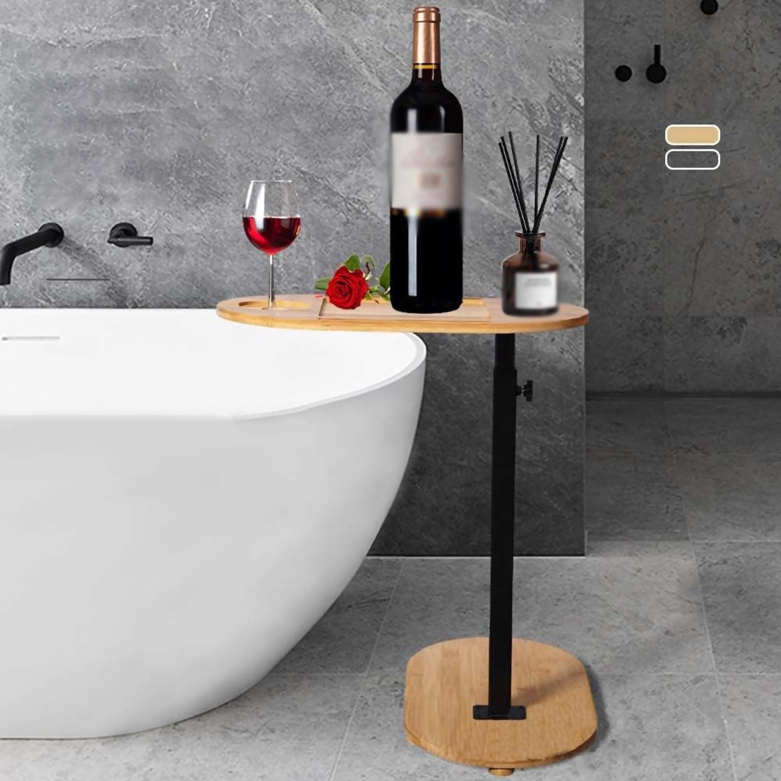 Bandeja de bambú ajustable para bañera con soporte para copas de vino y soporte para teléfono, diseño giratorio, perfecta para el hogar, sofá, cama y baño relajante.