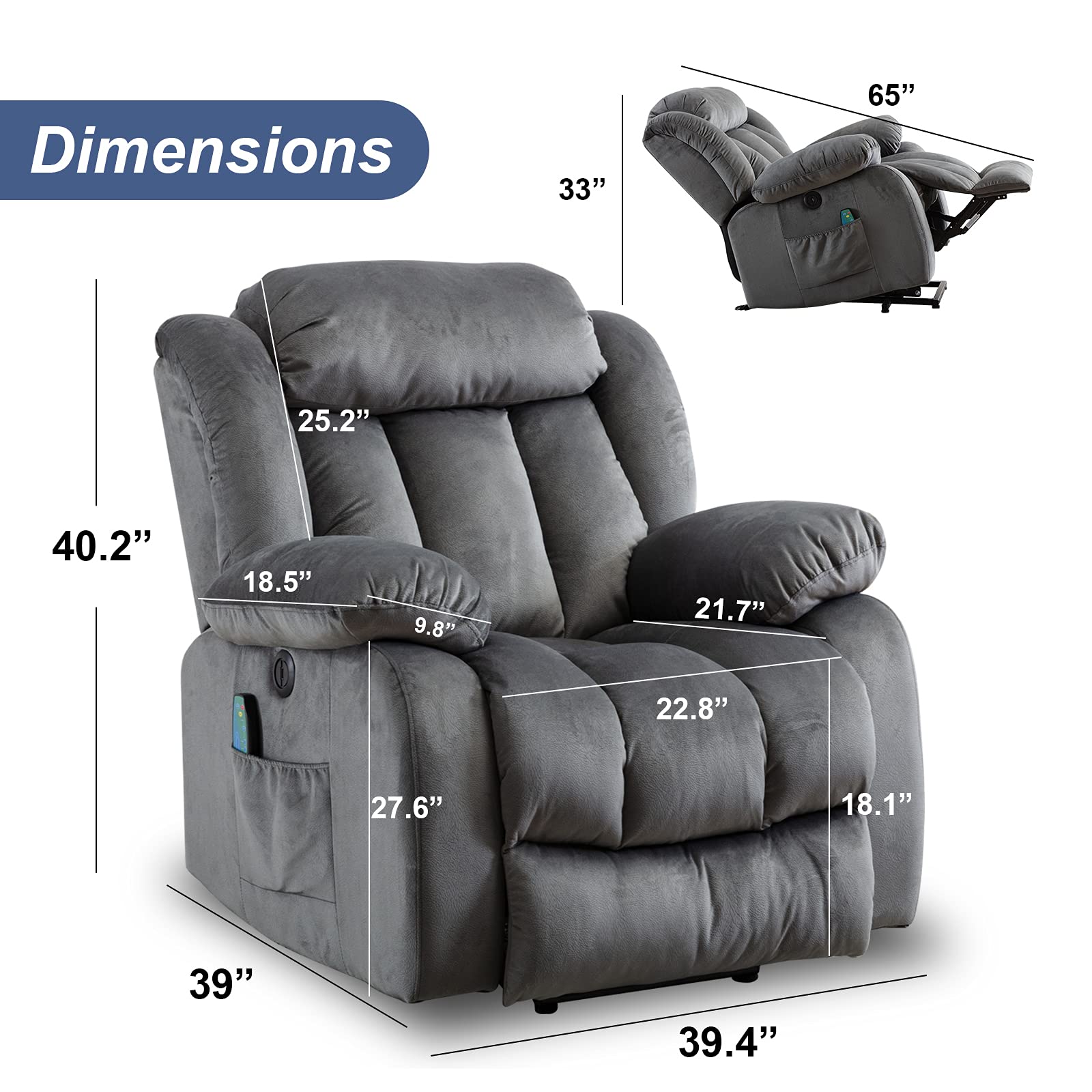 ANJ Electric Massage Power Lift Recliner Chair Sofa with Heat