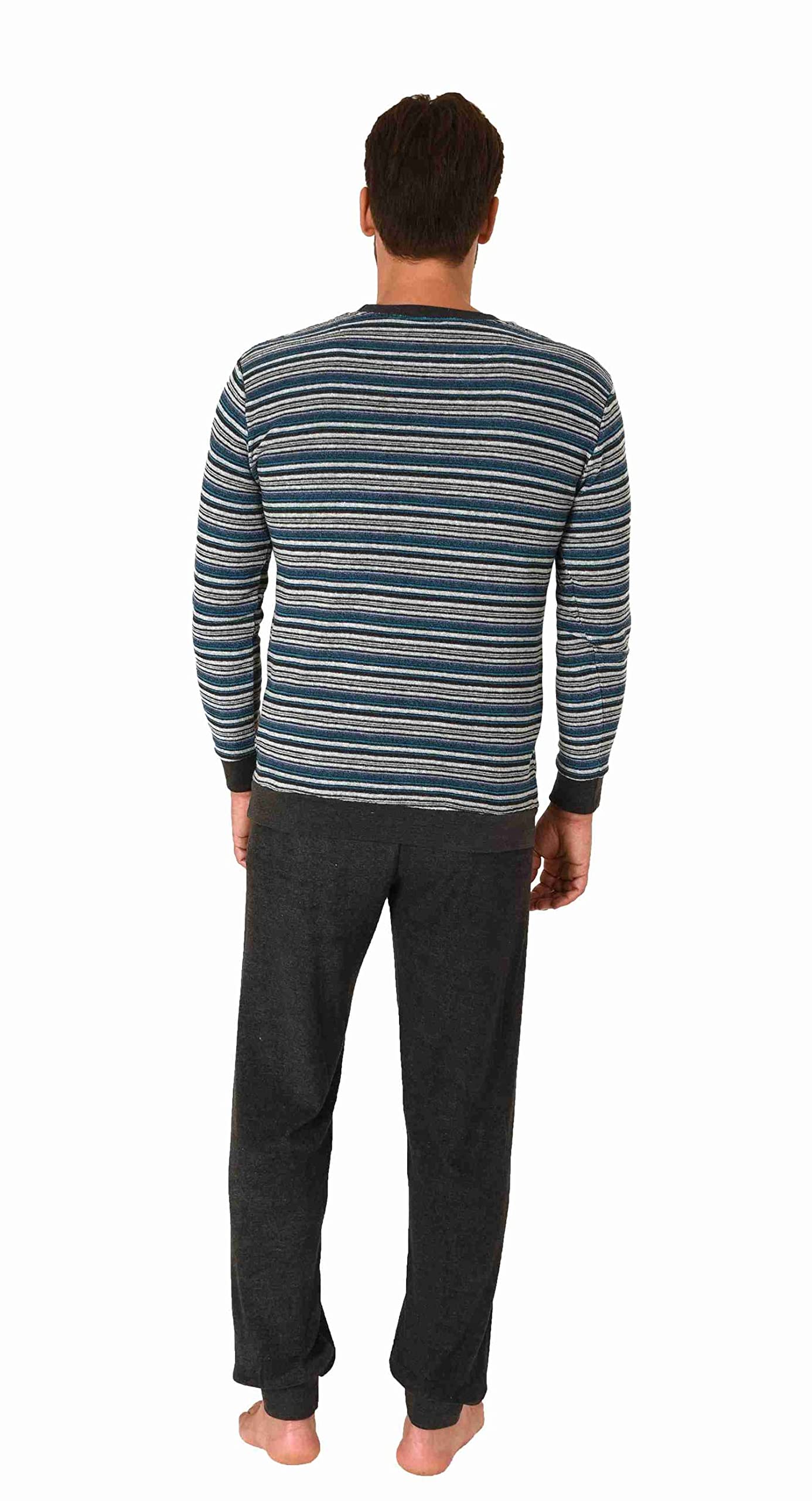 Normann Herren Langarm Frottee Schlafanzug Pyjama mit Bündchen - auch in Übergrößen