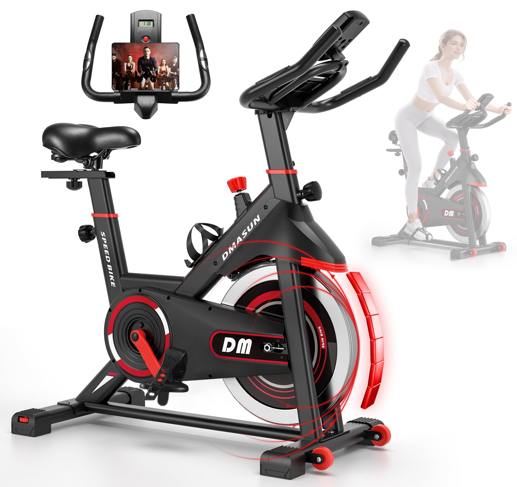 【2026アップグレード版】DMASUN エアロバイク 家庭用 静音スピンバイク フィットネスバイク 静音【マグネット/無段階調整/サドル・ハンドル調節可能/転倒防止】安定 160kg耐荷重 組み立て簡単 室内自転車 ルームバイク トレーニング 【6年間商品保証】【衝突防止カバー】