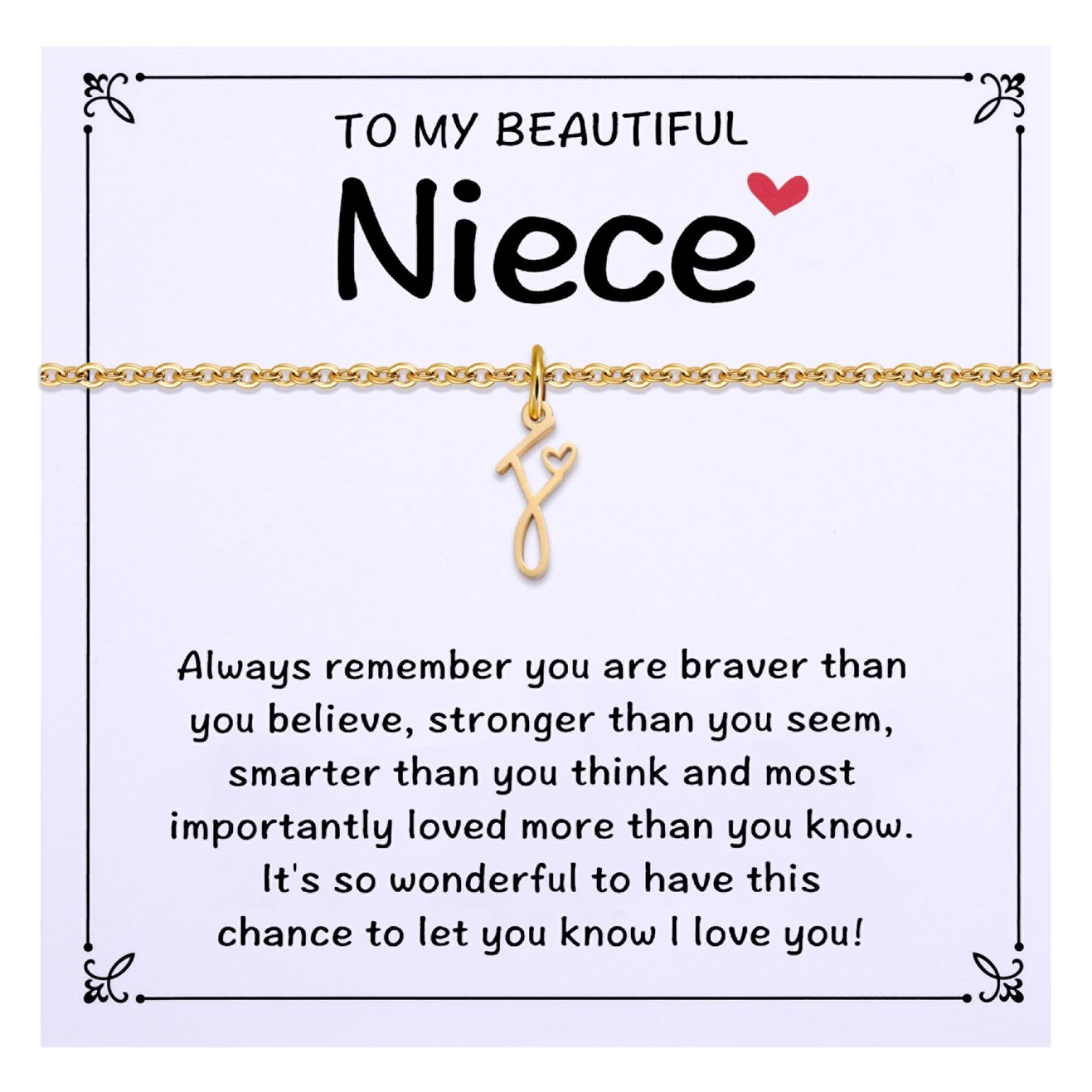 Initial Name Necklace Gifts for Niece from Aunt - Niece Jewelry Gift for Birthday, Christmas, Graduation from Uncle Auntie