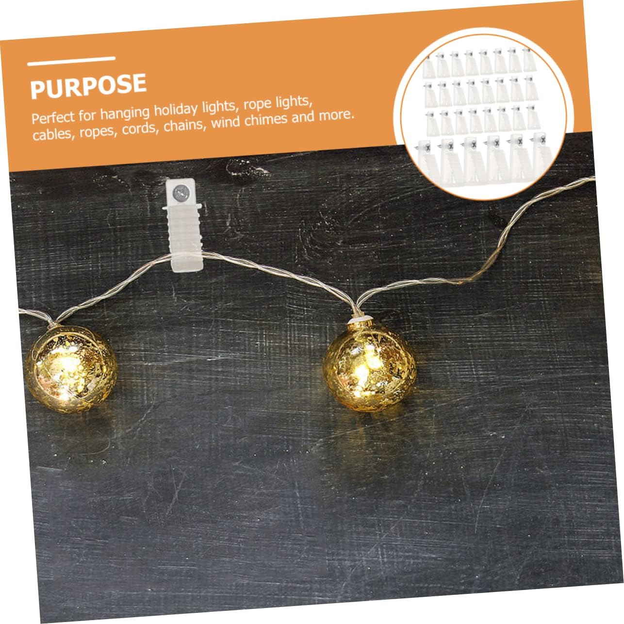 Zerodeko 90pcs Led String Light Clips with Screws Hanger Hooks for Outdoor and Indoor Use for Hanging String Lights Christmas Decorations and More