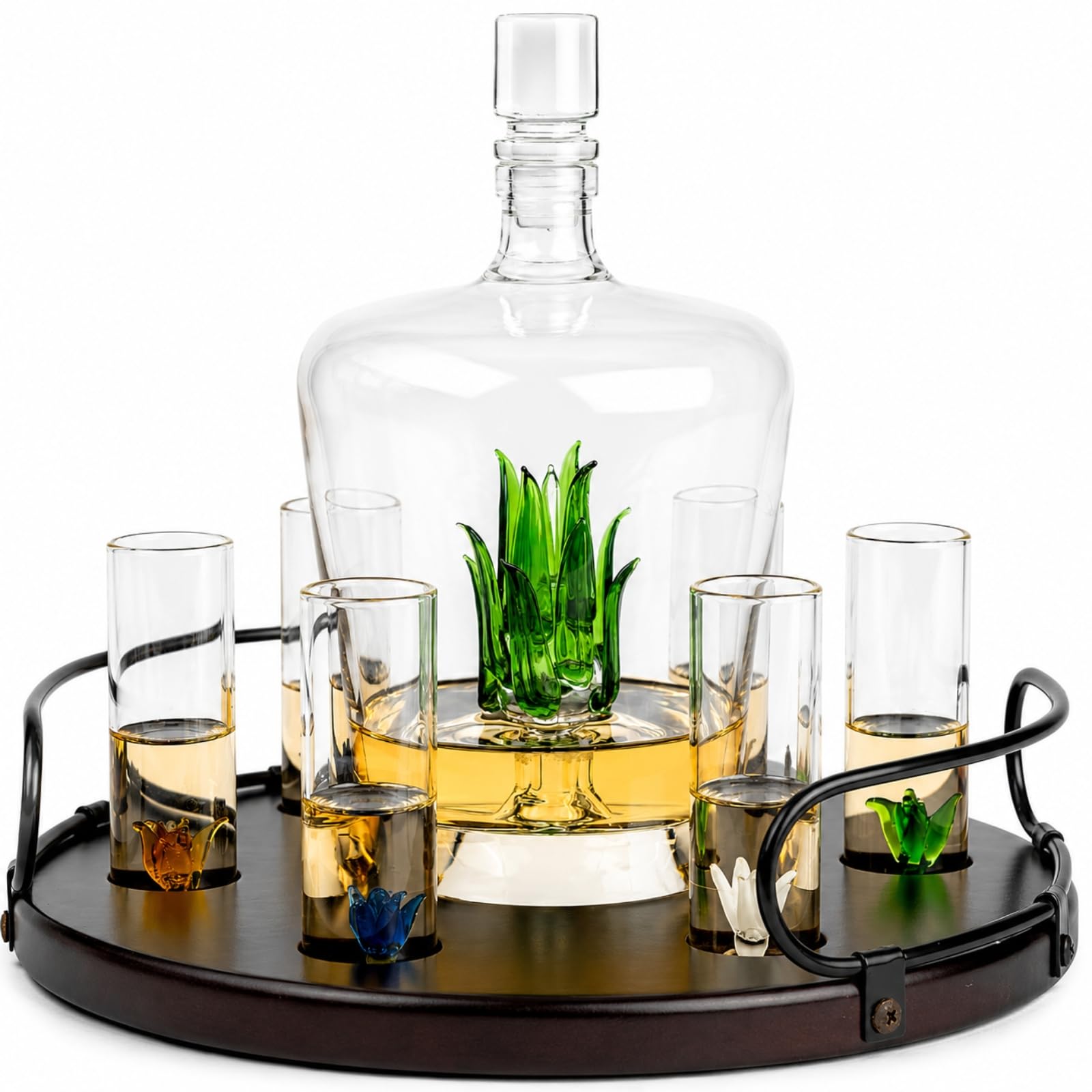 Service verres à tequila de qualité avec carafe d'agave sculptée main